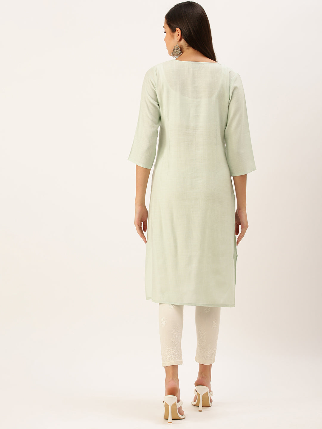 Women's Green Solid Straight Kurta