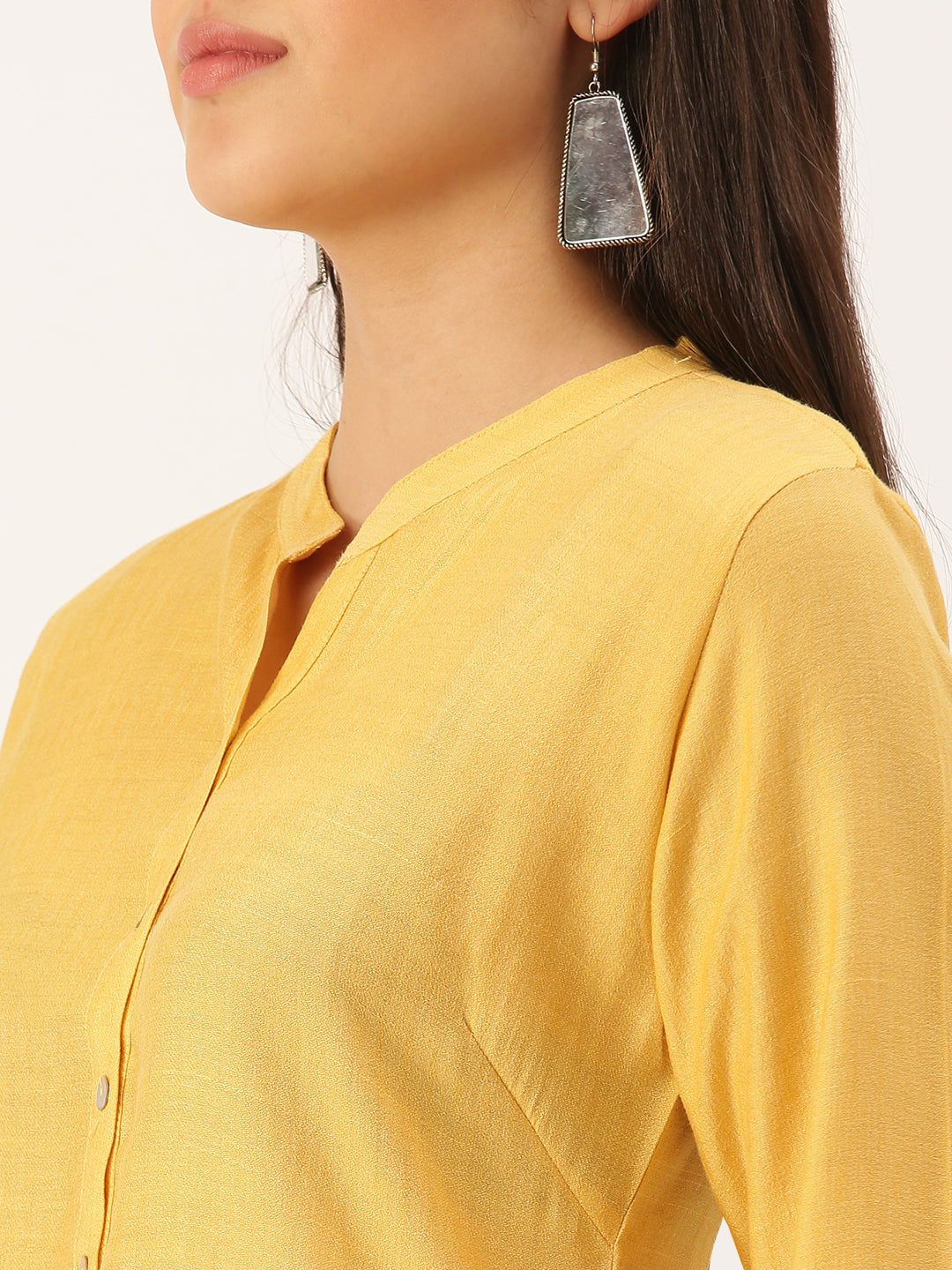 Women's Mustard Solid Straight Kurta