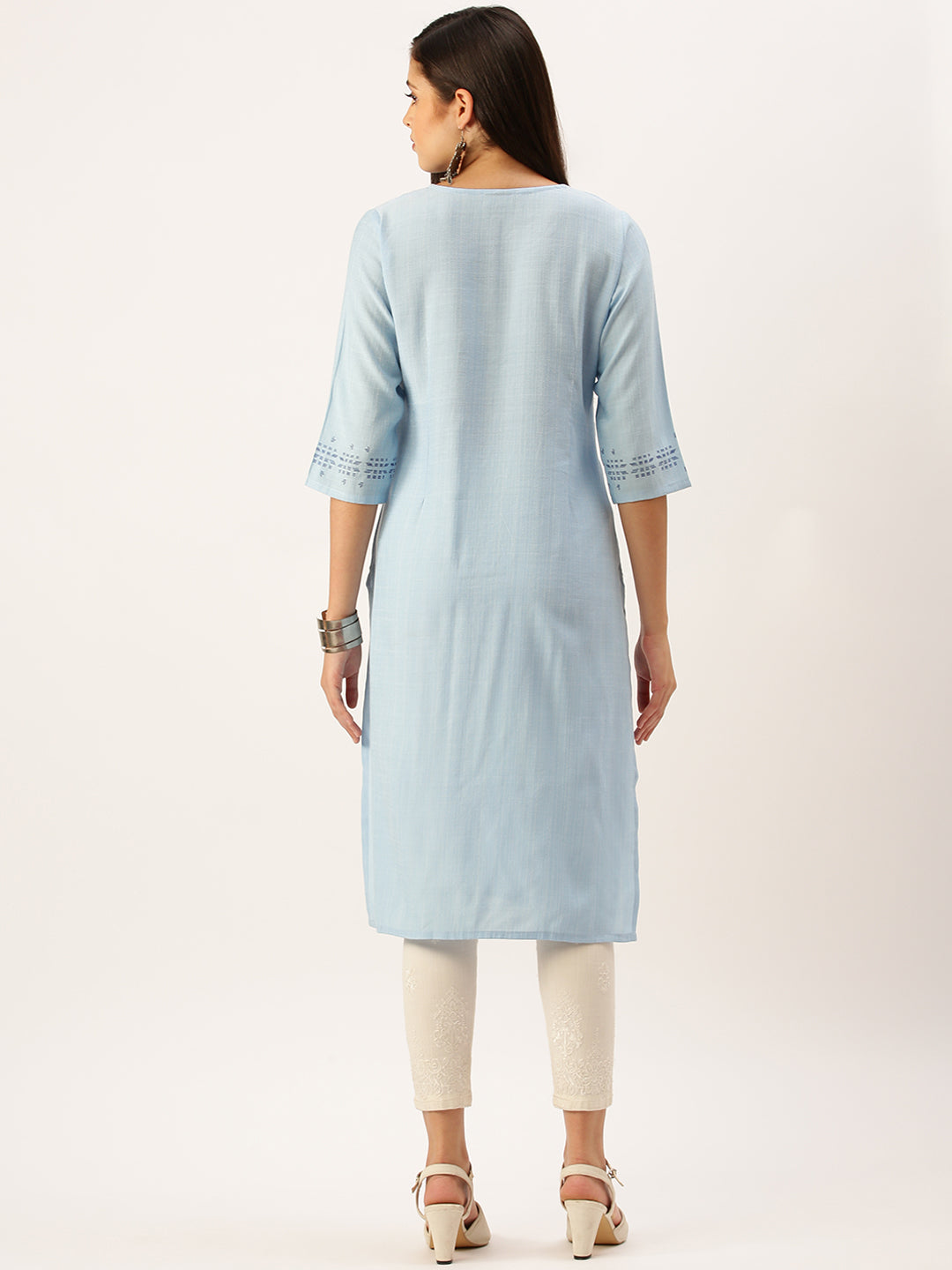 Women's Blue Solid Straight Kurta