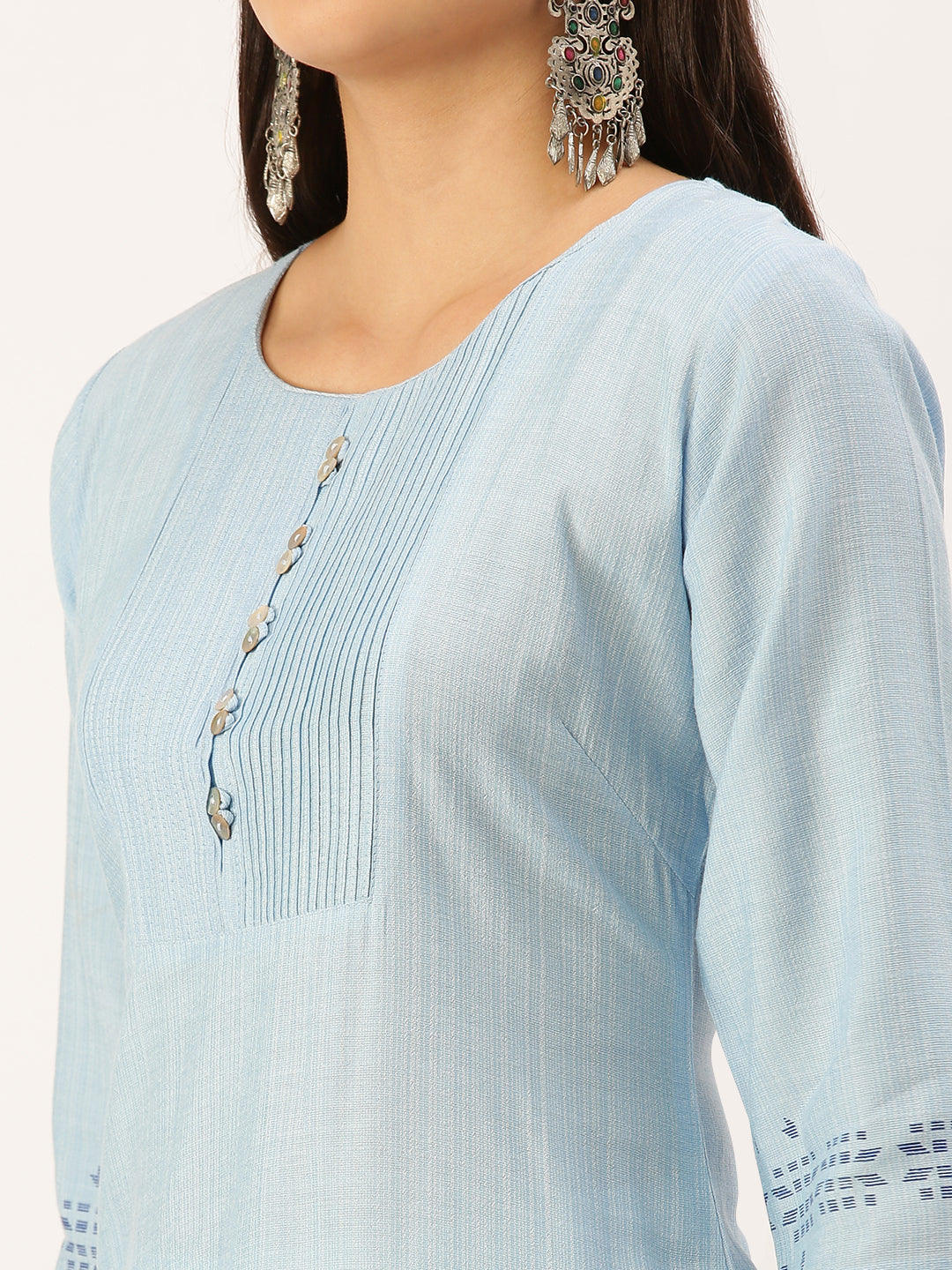 Women's Blue Solid Straight Kurta