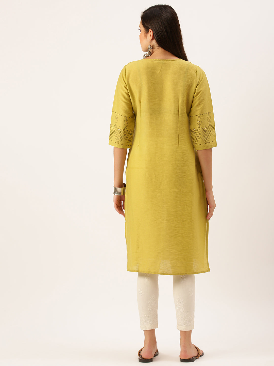 Women's Green Solid Straight Kurta