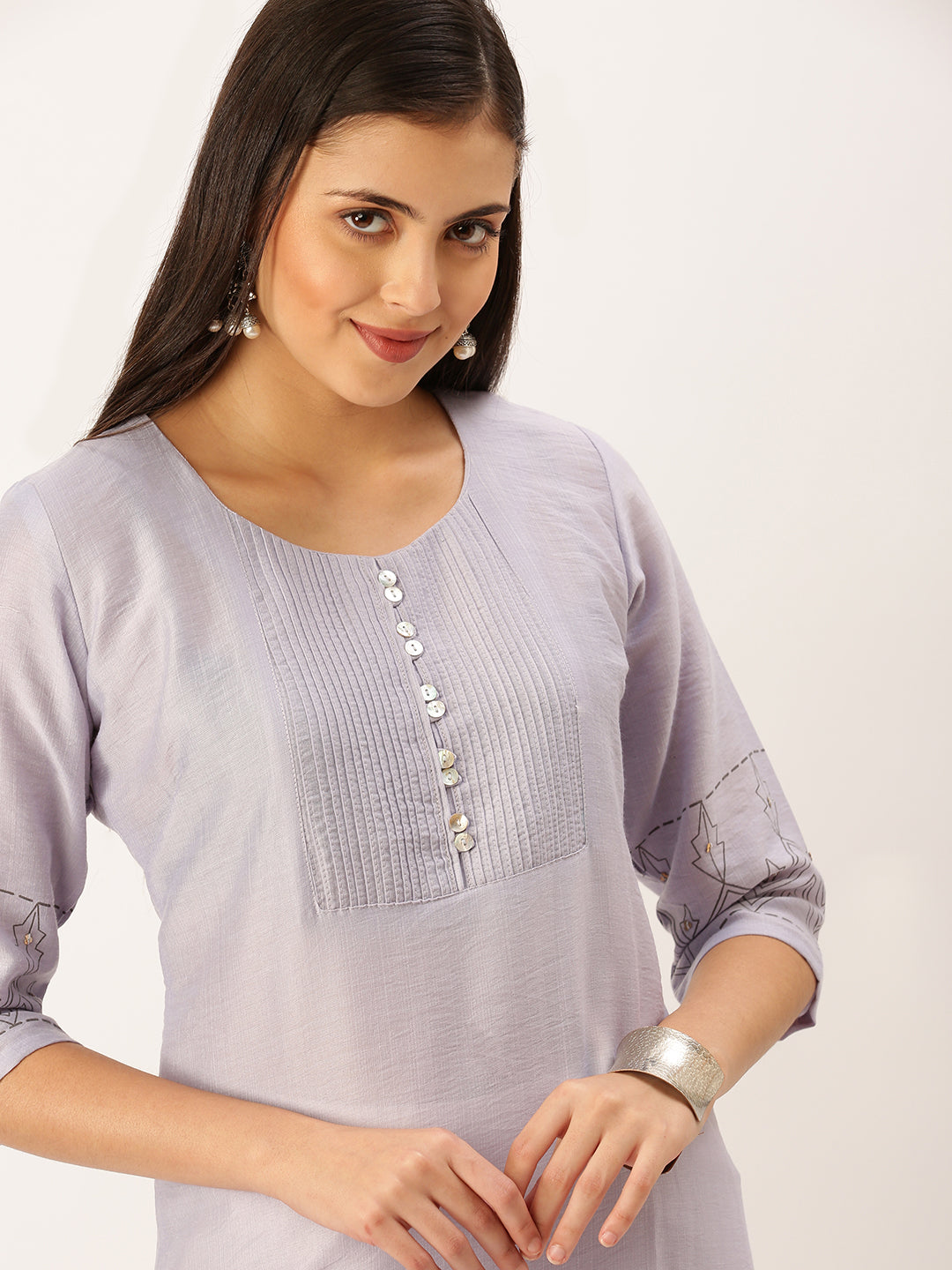 Women's Purple Solid Straight Kurta