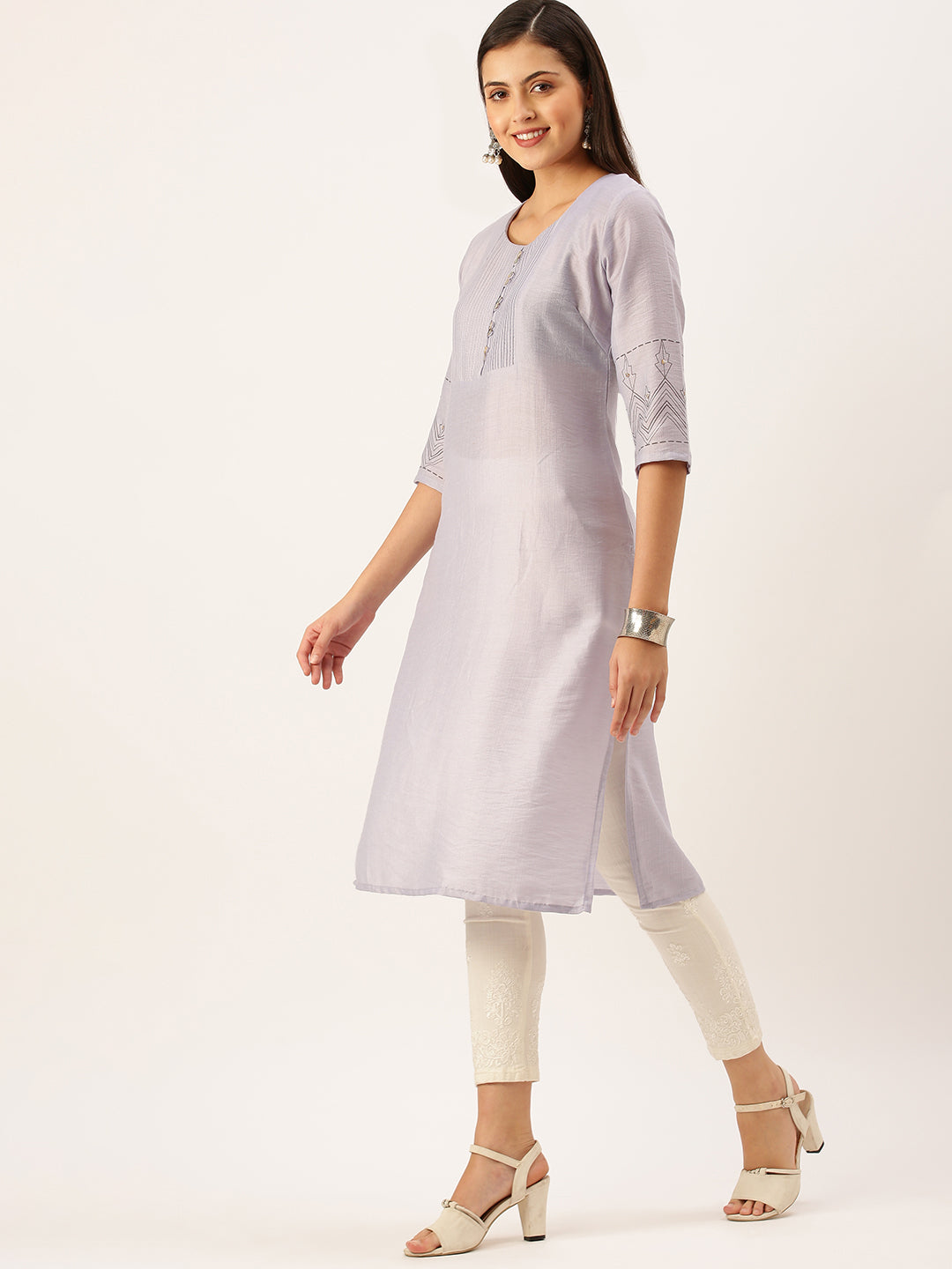 Women's Purple Solid Straight Kurta