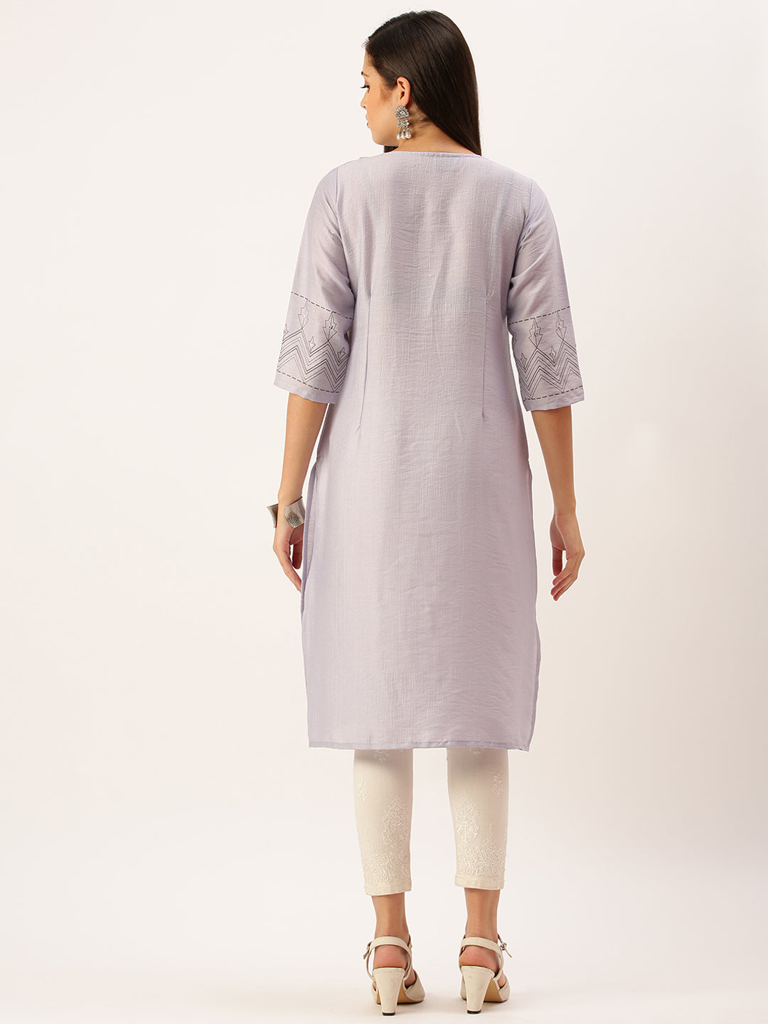 Women's Purple Solid Straight Kurta