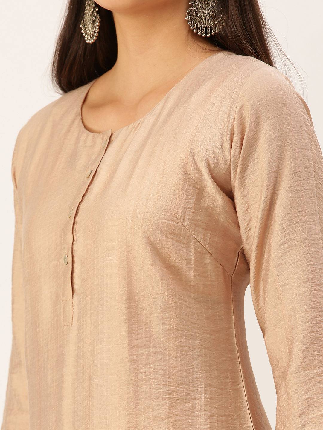 Women's Beige Solid Straight Kurta