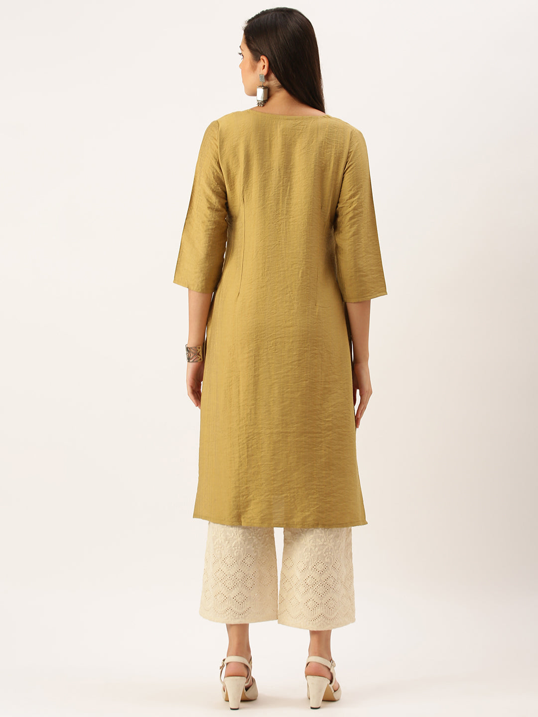 Women's Green Solid Straight Kurta