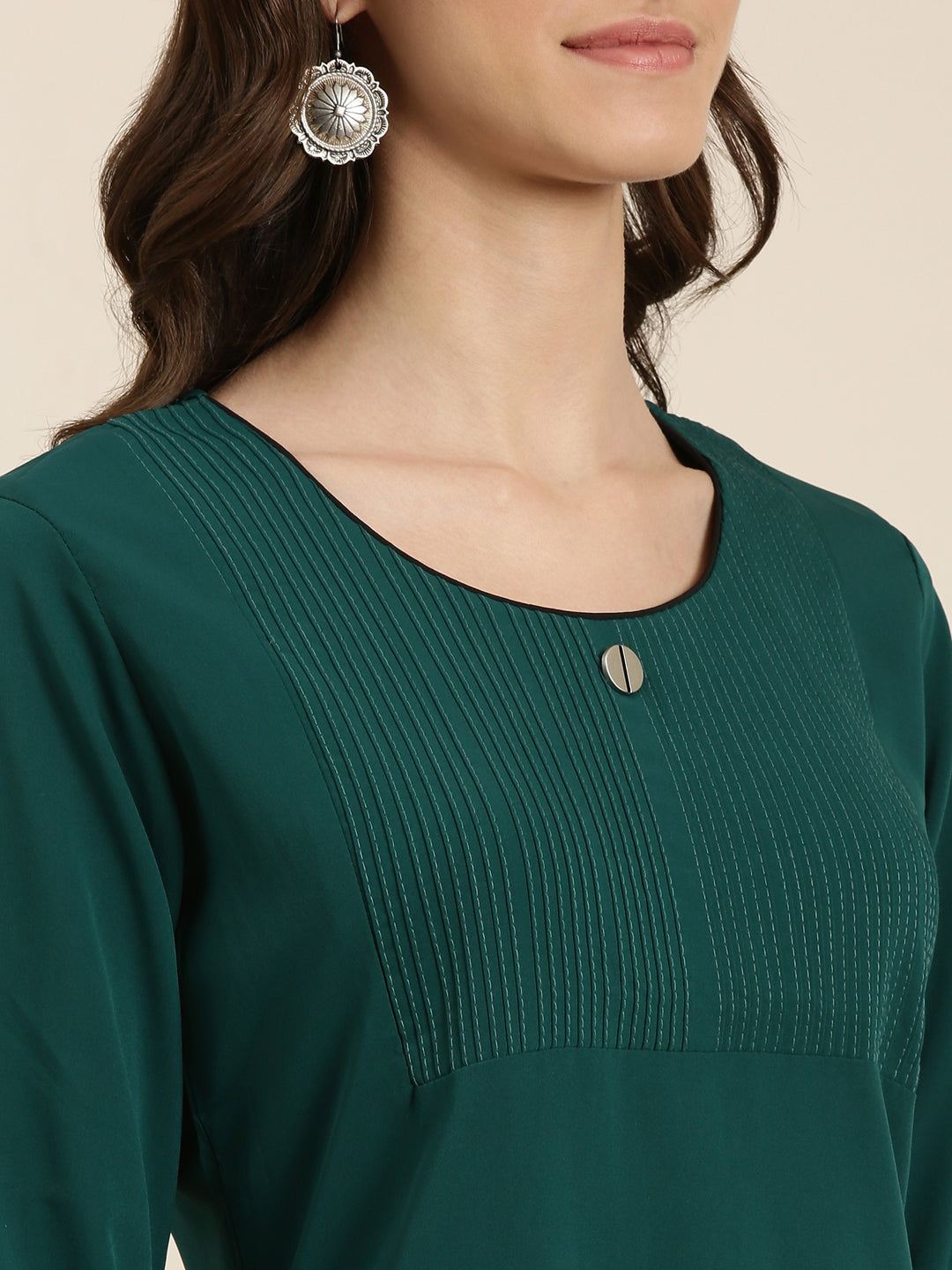 Women Teal Solid Straight Kurta