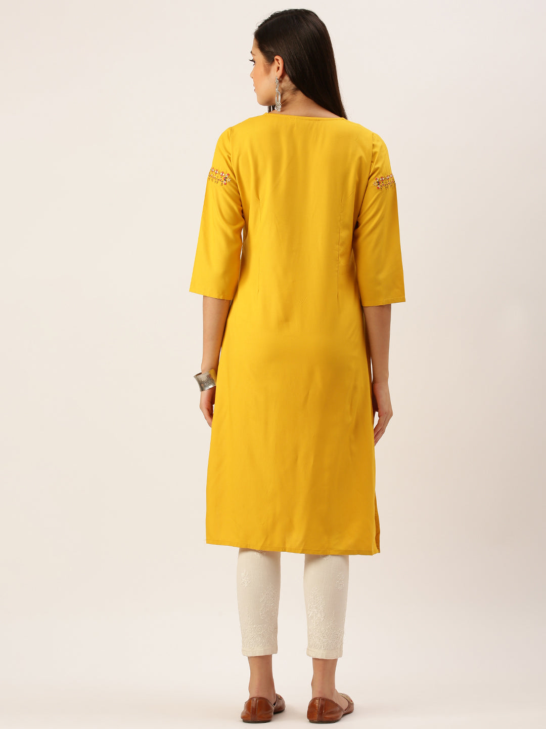 Women's Yellow Solid Straight Kurta