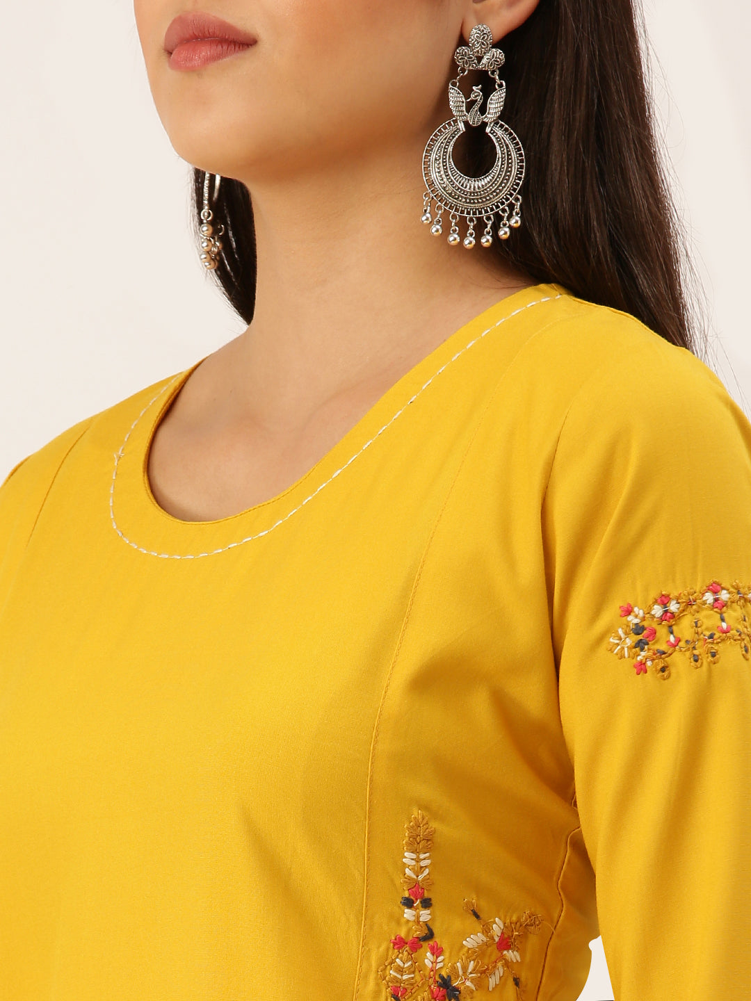 Women's Yellow Solid Straight Kurta