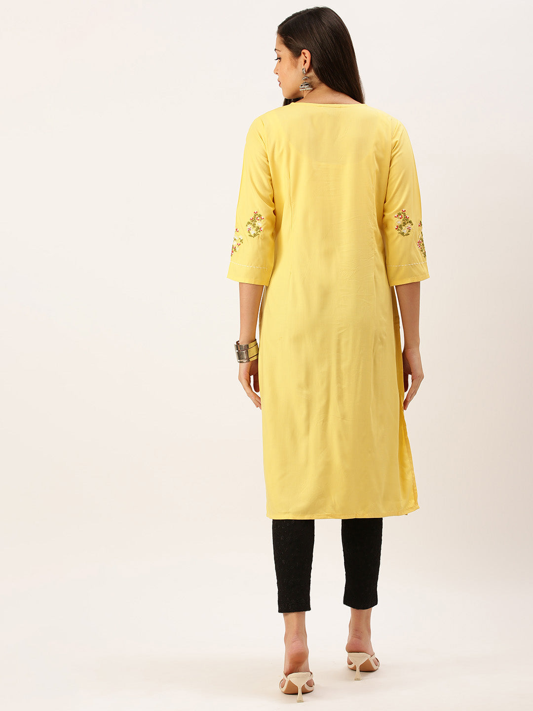 Women's Yellow Solid Straight Kurta