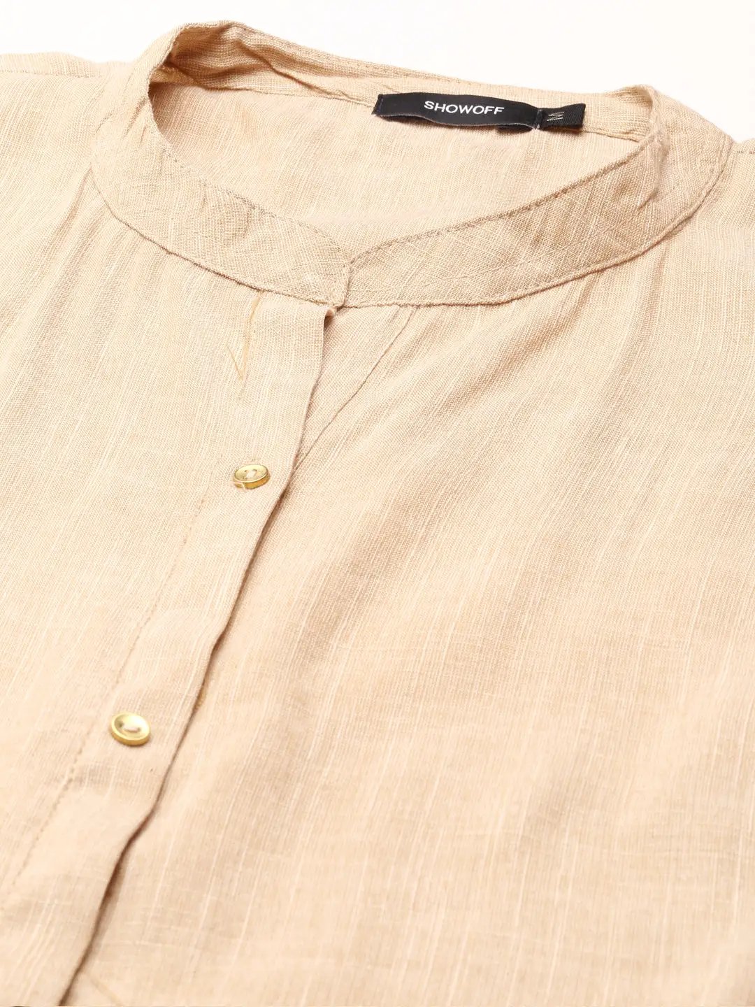 Women's Beige Solid Straight Kurta