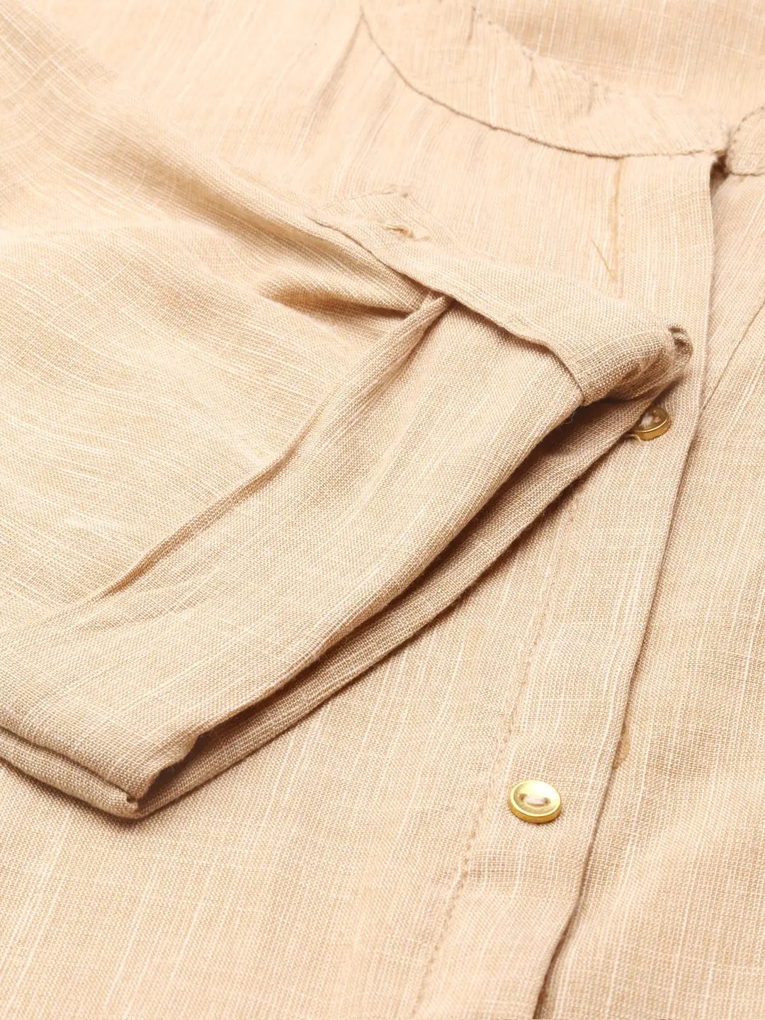 Women's Beige Solid Straight Kurta