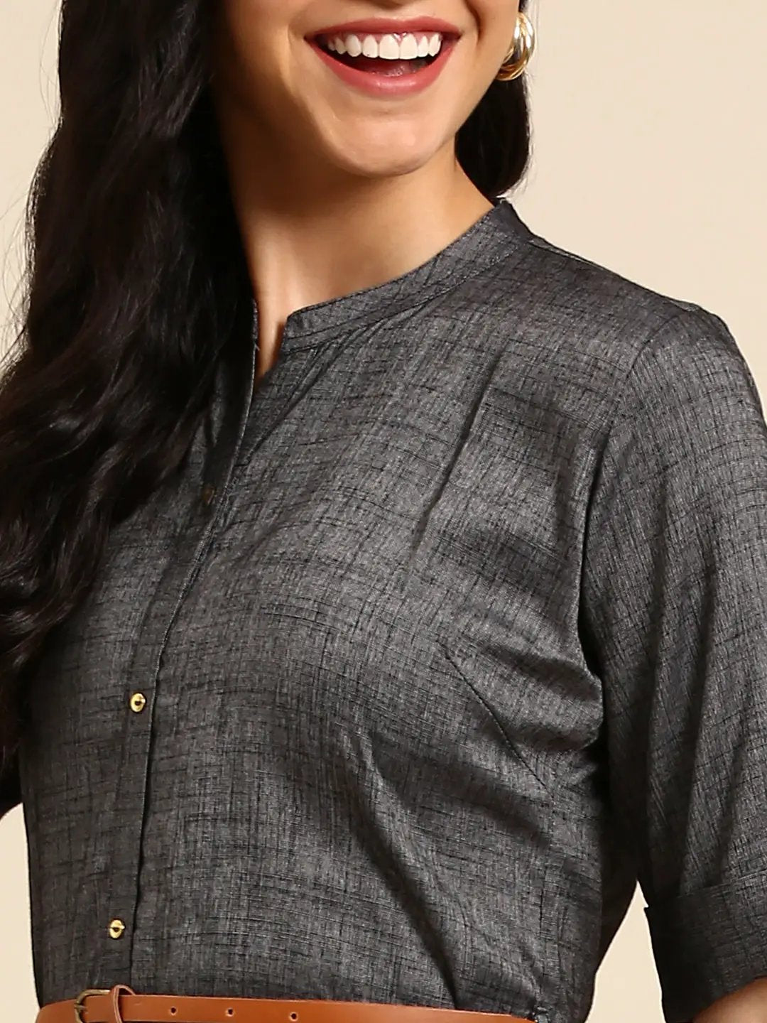 Women's Black Solid Straight Kurta
