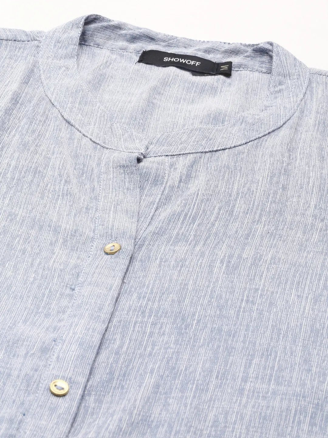 Women's Blue Solid Straight Kurta