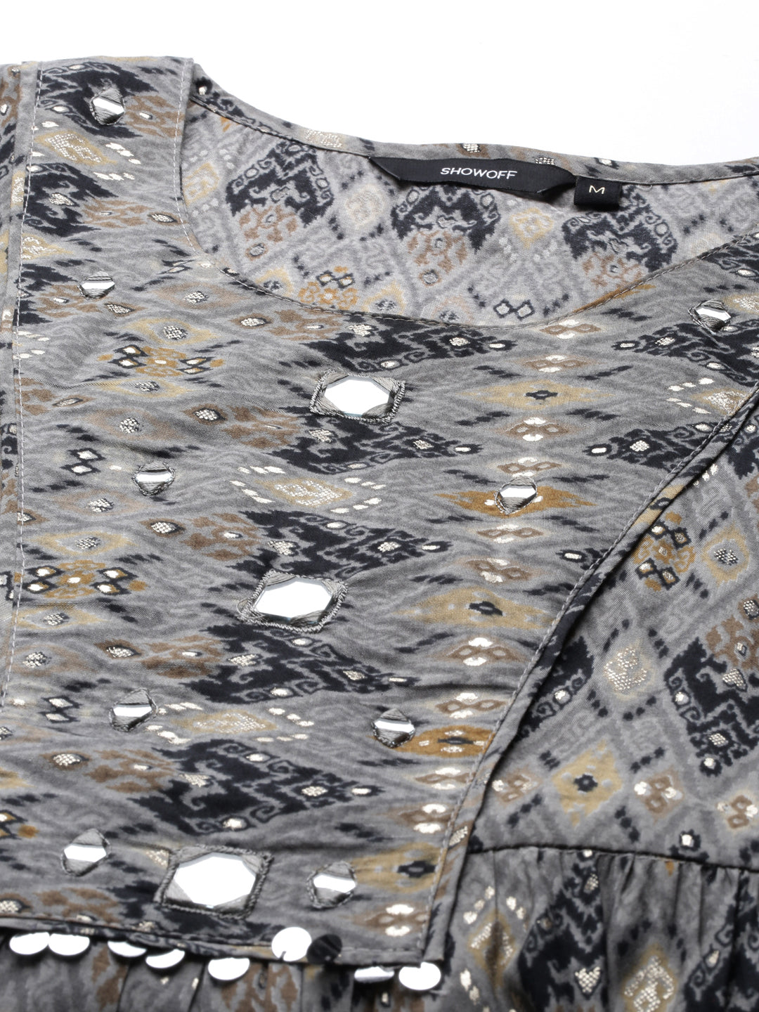 Women's Grey Printed Anarkali Kurta