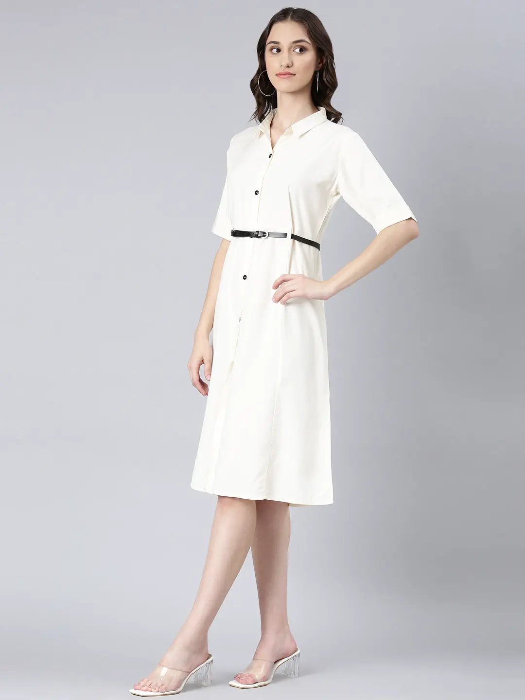 womens cream shirt dress H&M MAMA - Light Beige Before & After Shirt dress