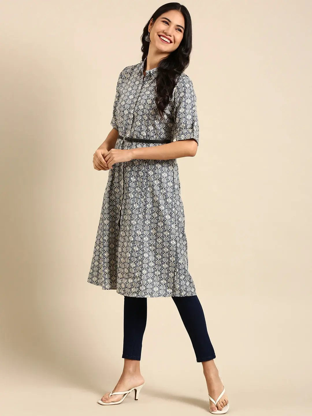 Women's Blue Solid A-Line Kurta - from SHOWOFFFF