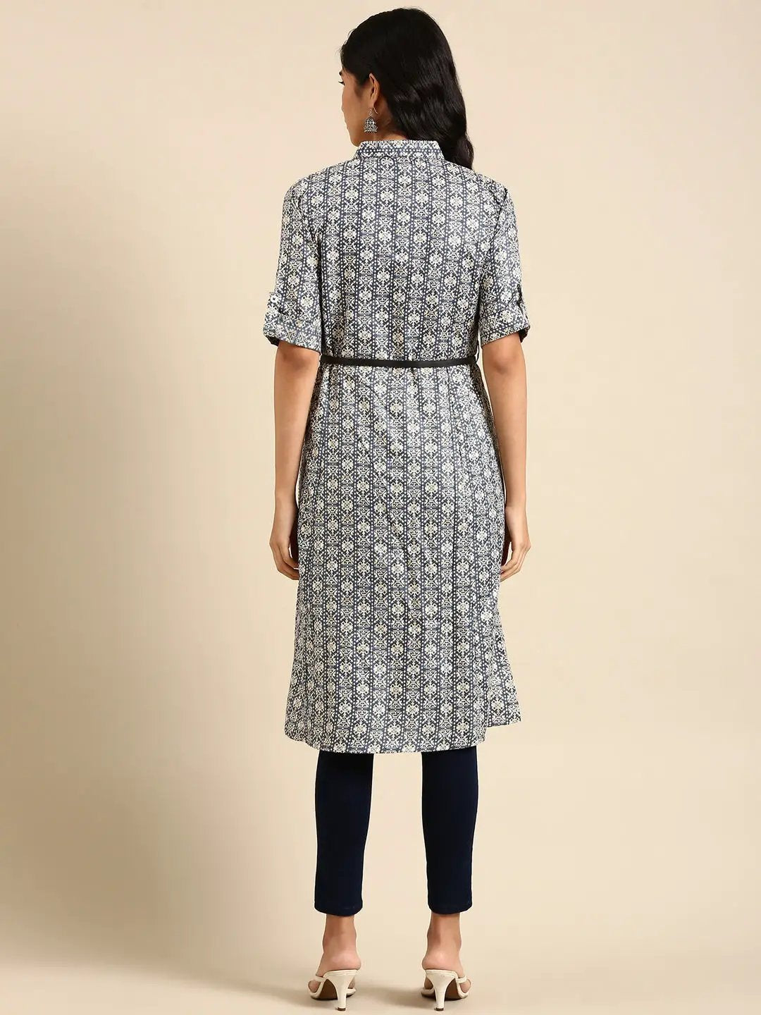 Women's Blue Solid A-Line Kurta - from SHOWOFFFF