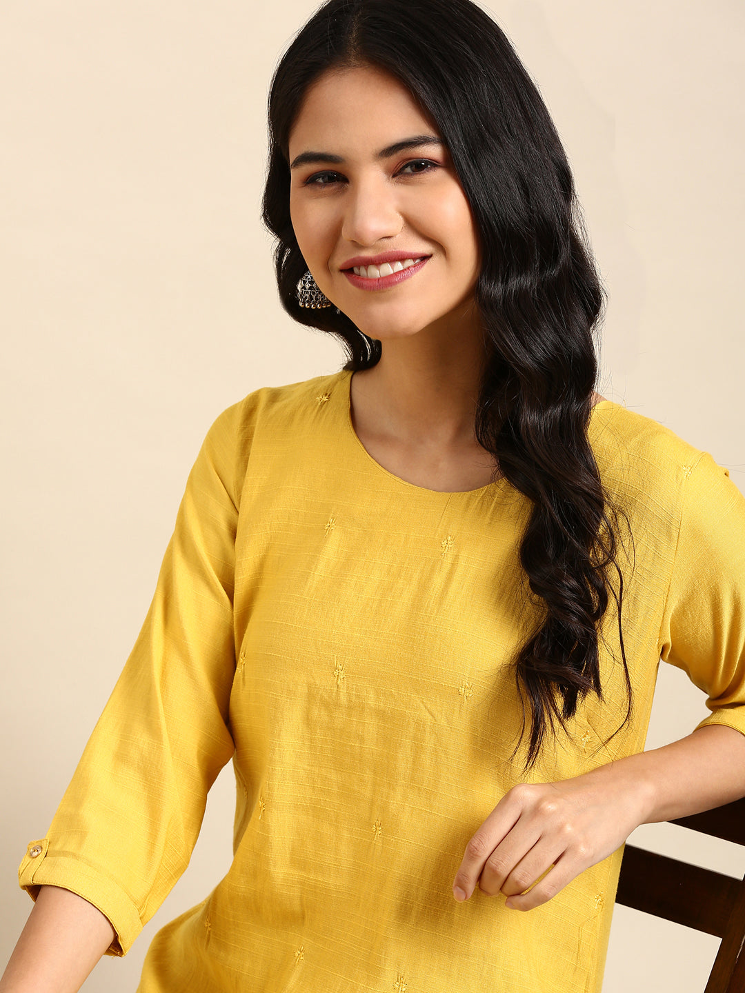 Women's Yellow Printed Straight Kurta