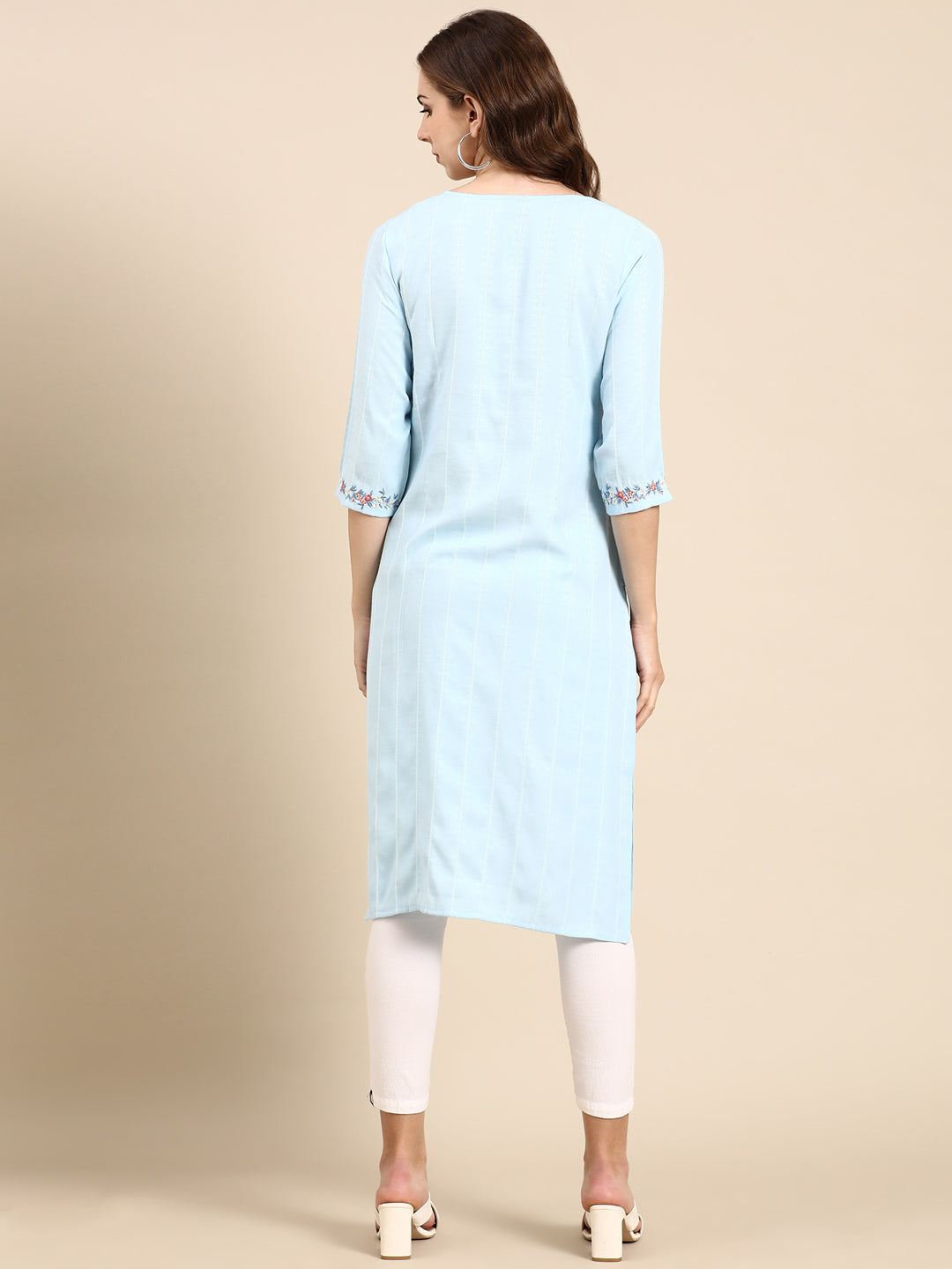 Women's Blue Solid Straight Kurta