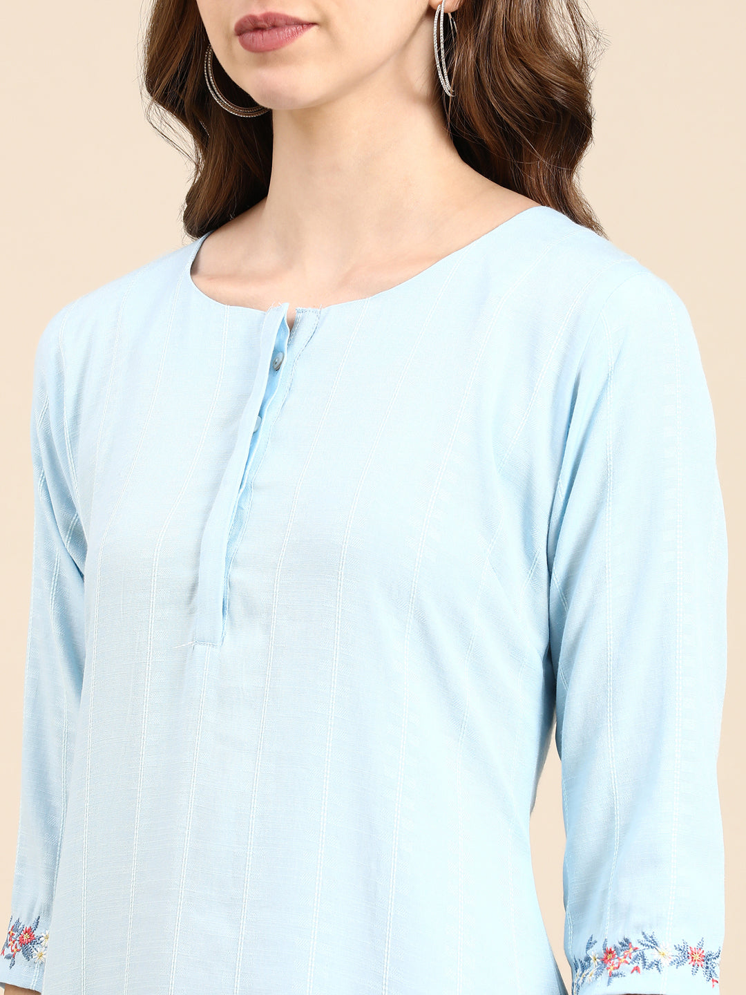 Women's Blue Solid Straight Kurta