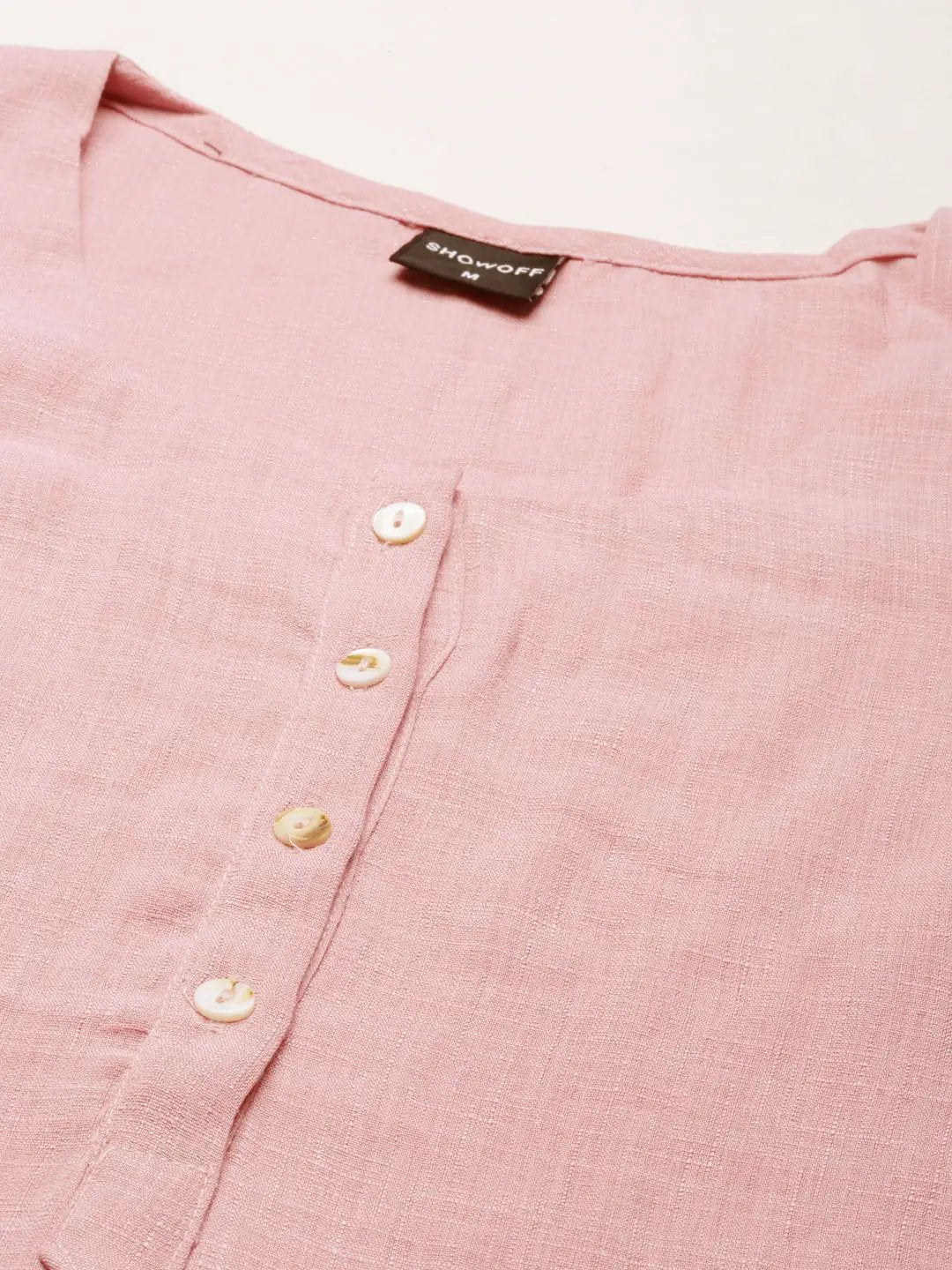 Women's Pink Solid Straight Kurta