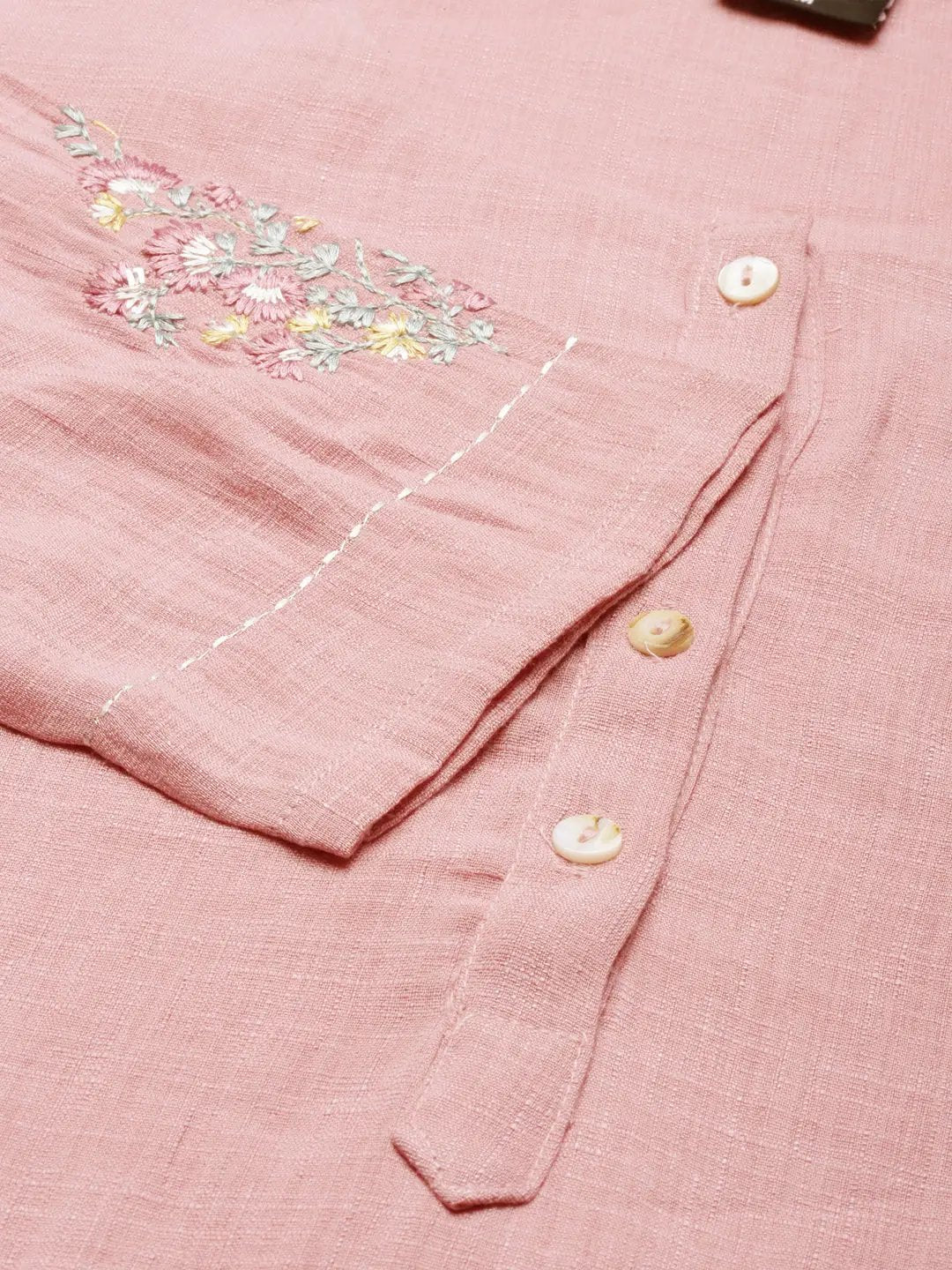 Women's Pink Solid Straight Kurta