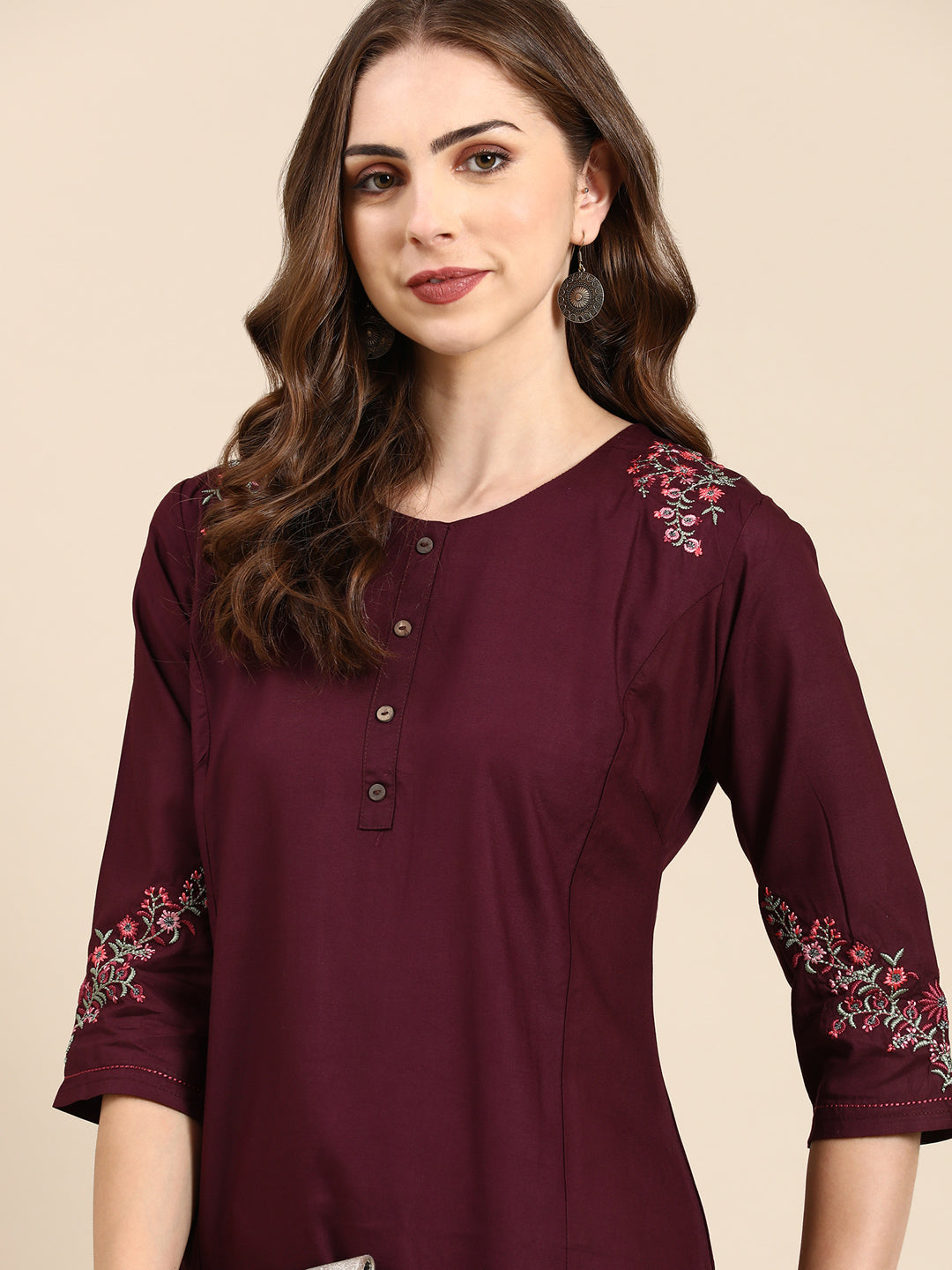 Women's Violet Solid Straight Kurta