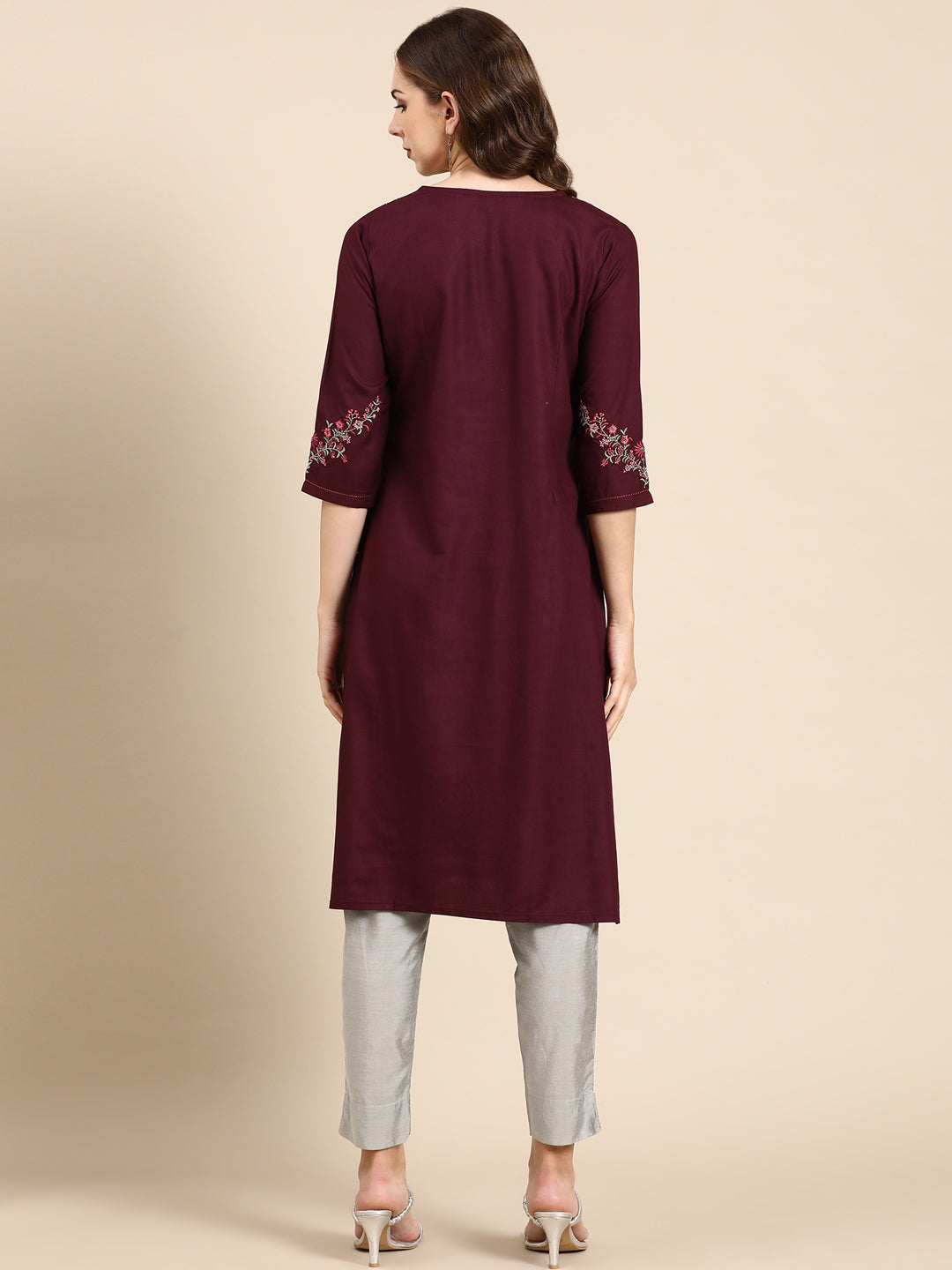 Women's Violet Solid Straight Kurta