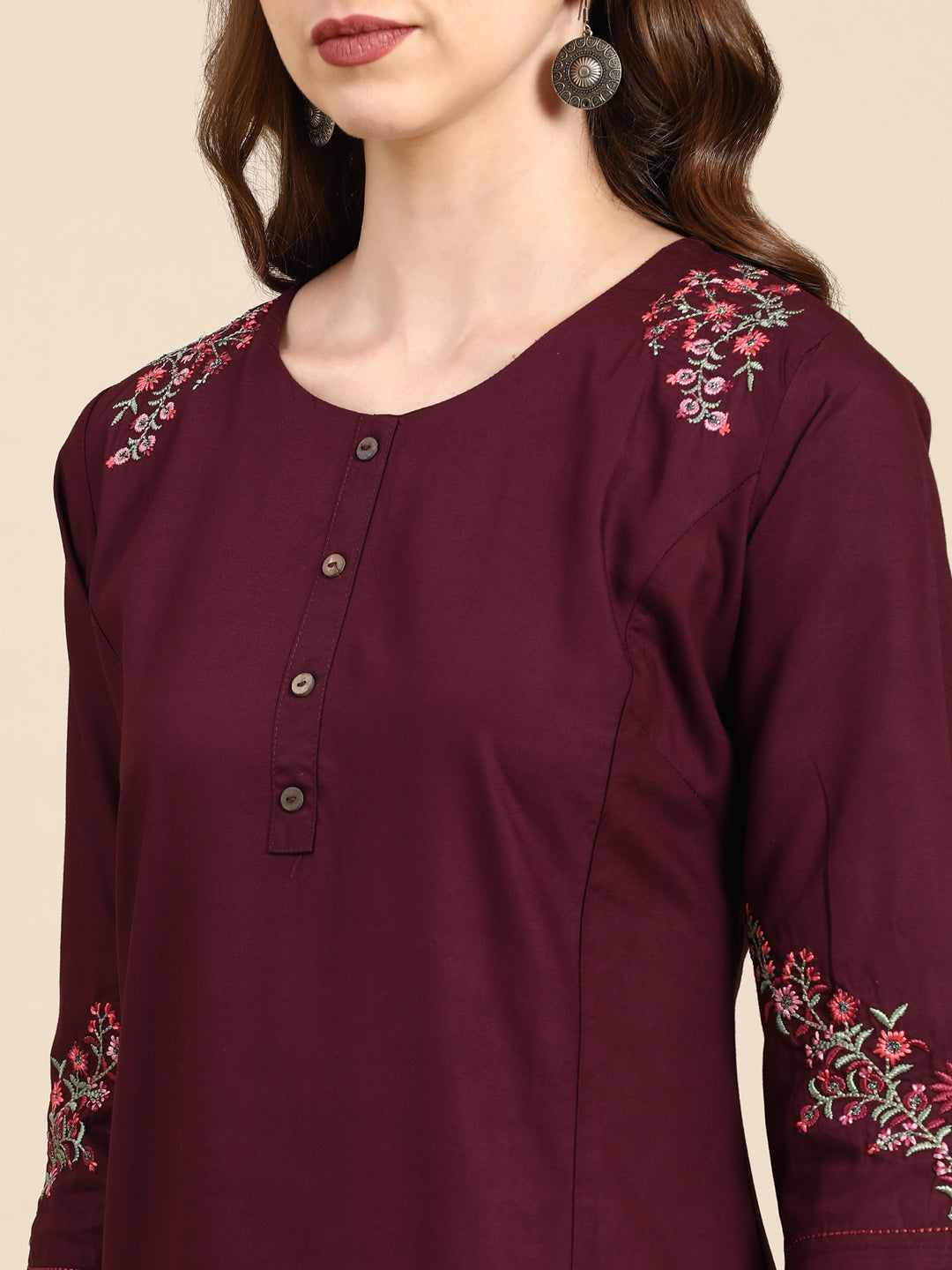 Women's Violet Solid Straight Kurta