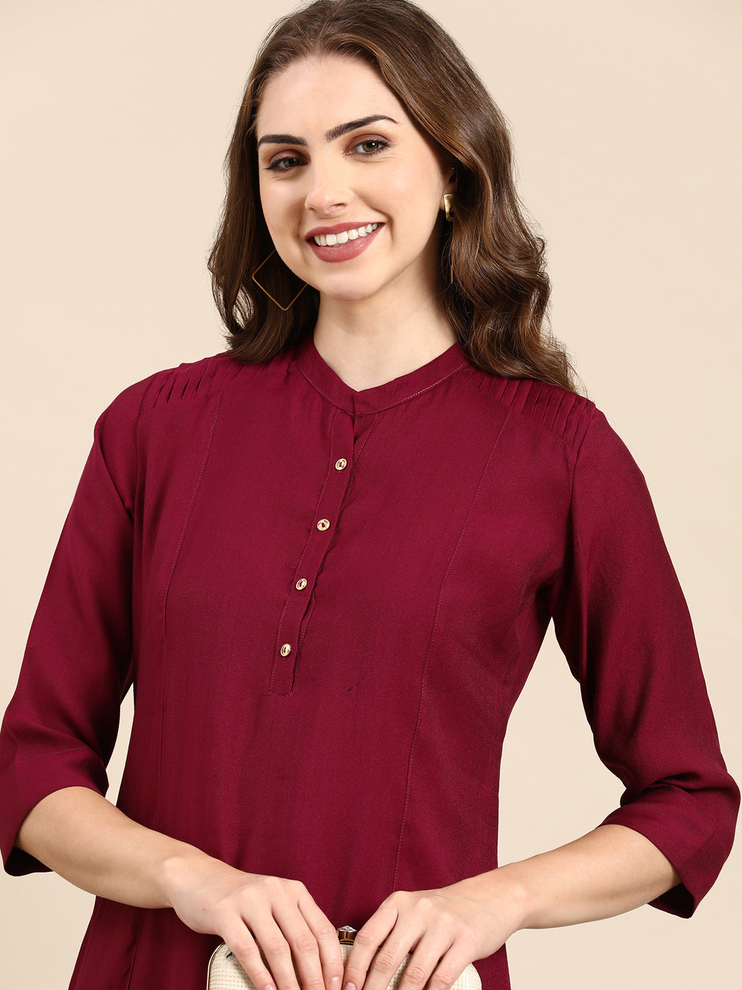 Women's Purple Solid Straight Kurta