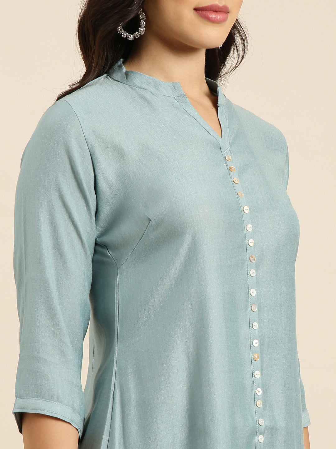 Women Straight Grey Solid Kurta