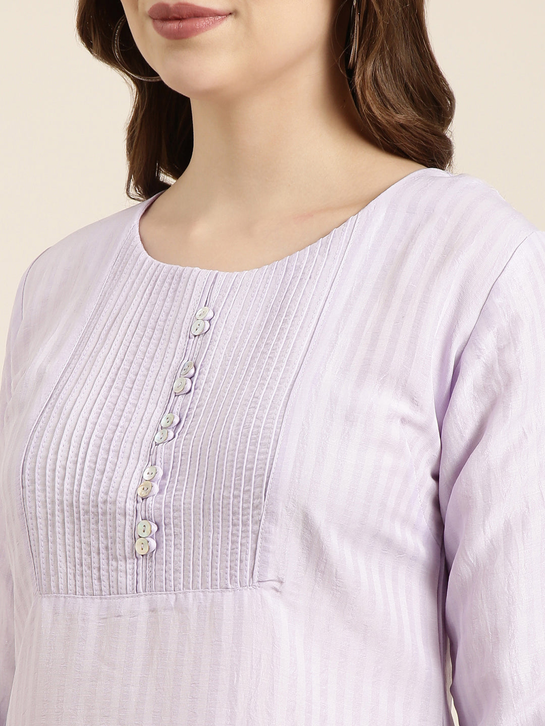 Women Straight Lavender Solid Kurta