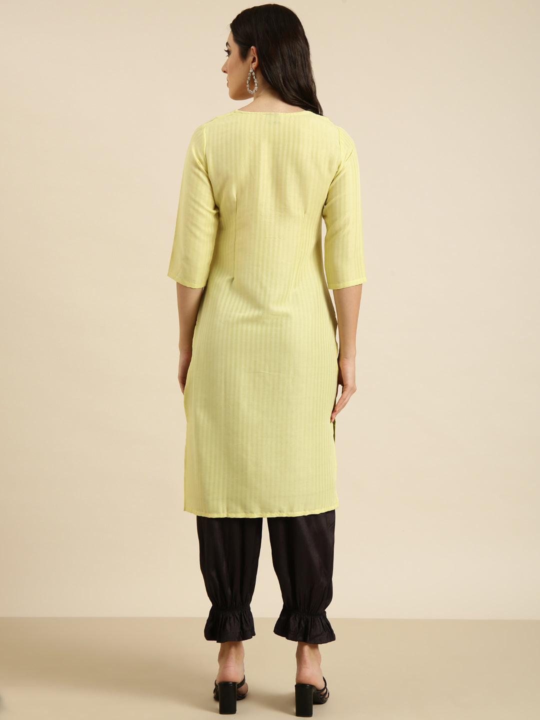 Women Straight Yellow Solid Kurta