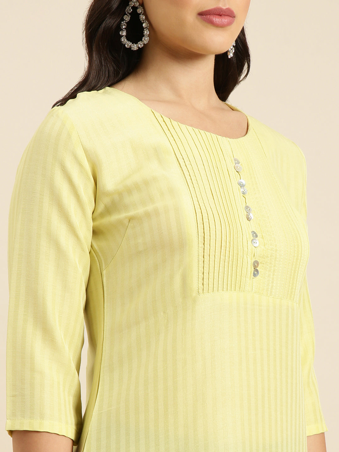 Women Straight Yellow Solid Kurta