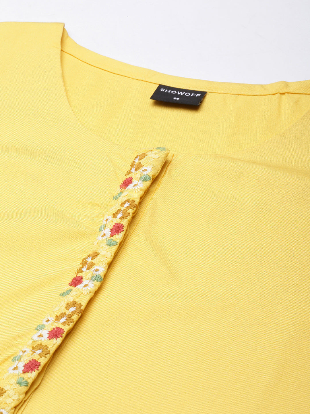 Women Straight Yellow Solid Kurta