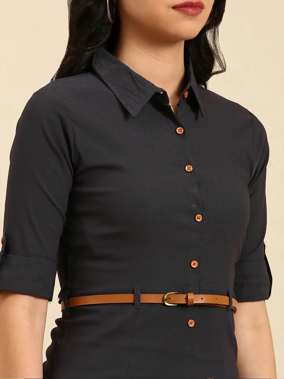 Women's Grey Solid A-Line Kurta