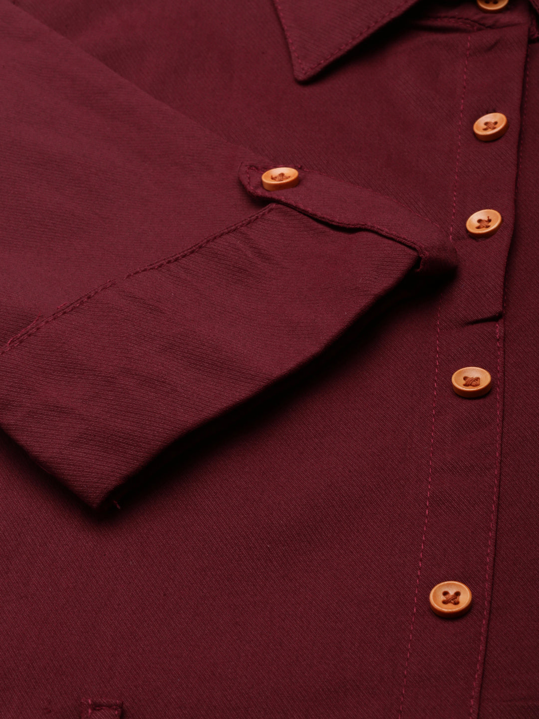 Women Maroon Solid Shirt Dress