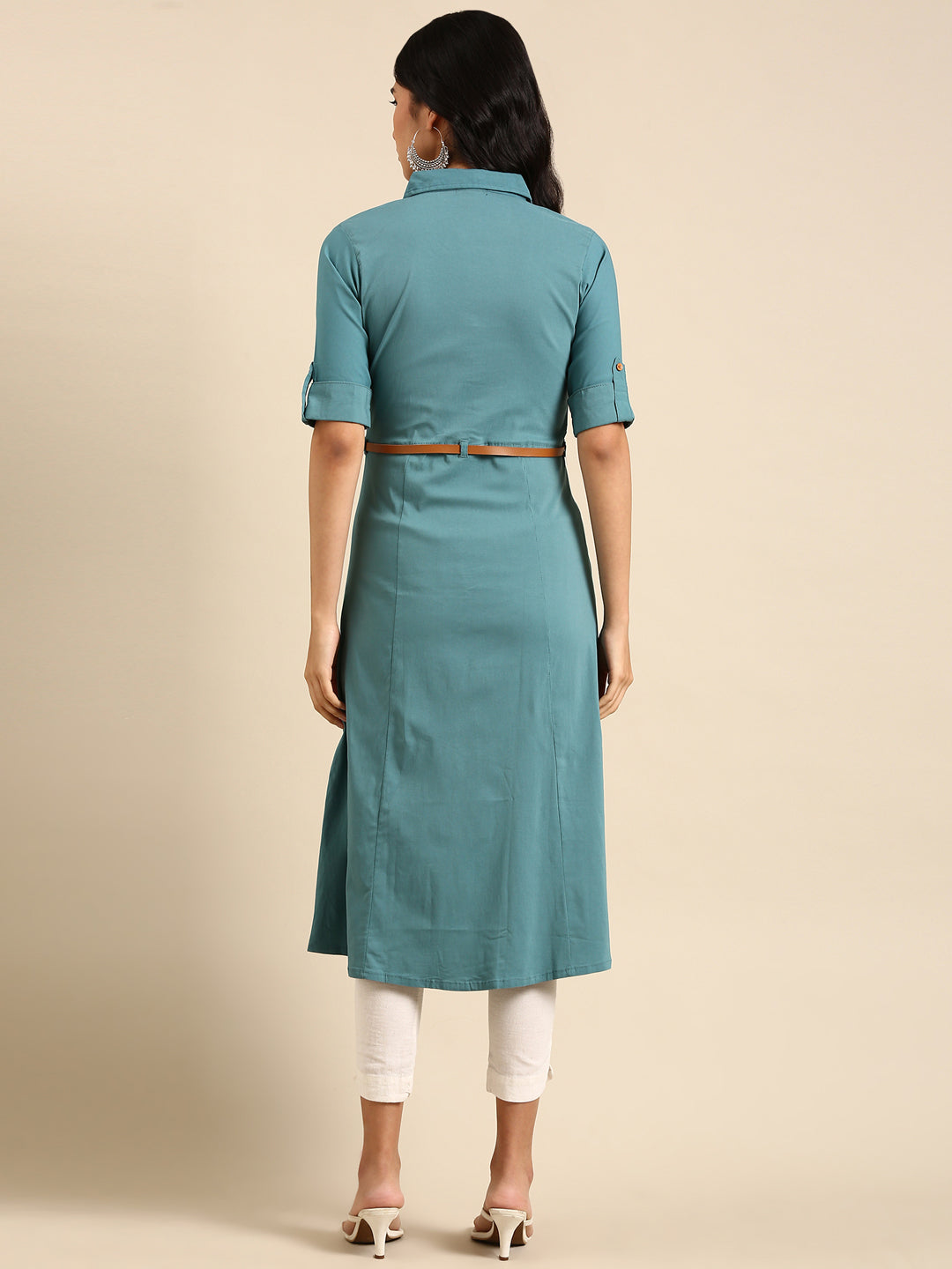 Women's Blue Solid A-Line Kurta