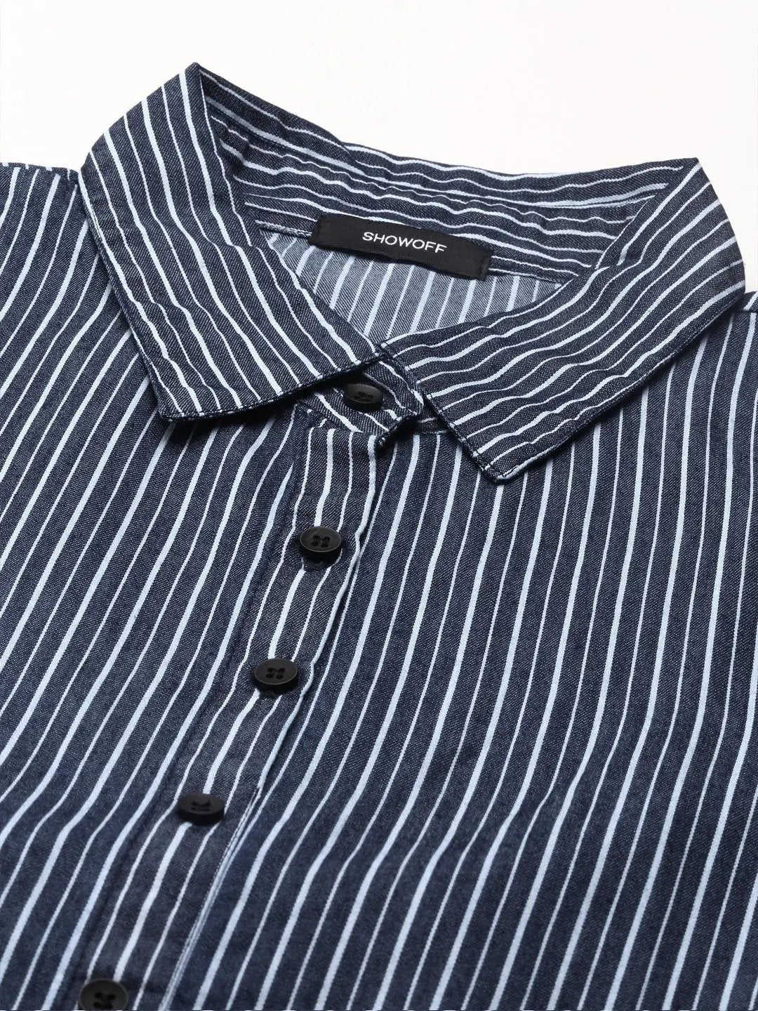 Women's Blue Striped A-Line Kurta