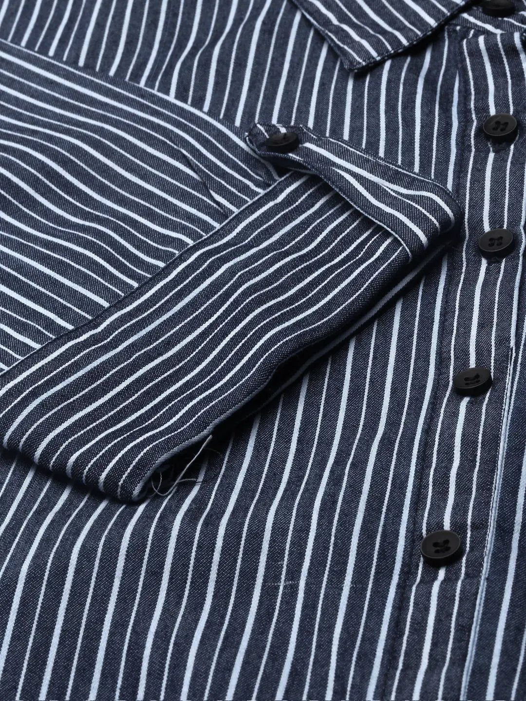 Women's Blue Striped A-Line Kurta