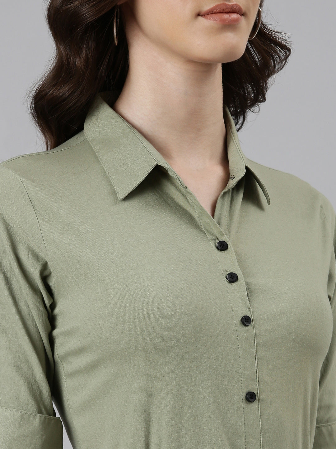 Women Green Solid A-Line Dress