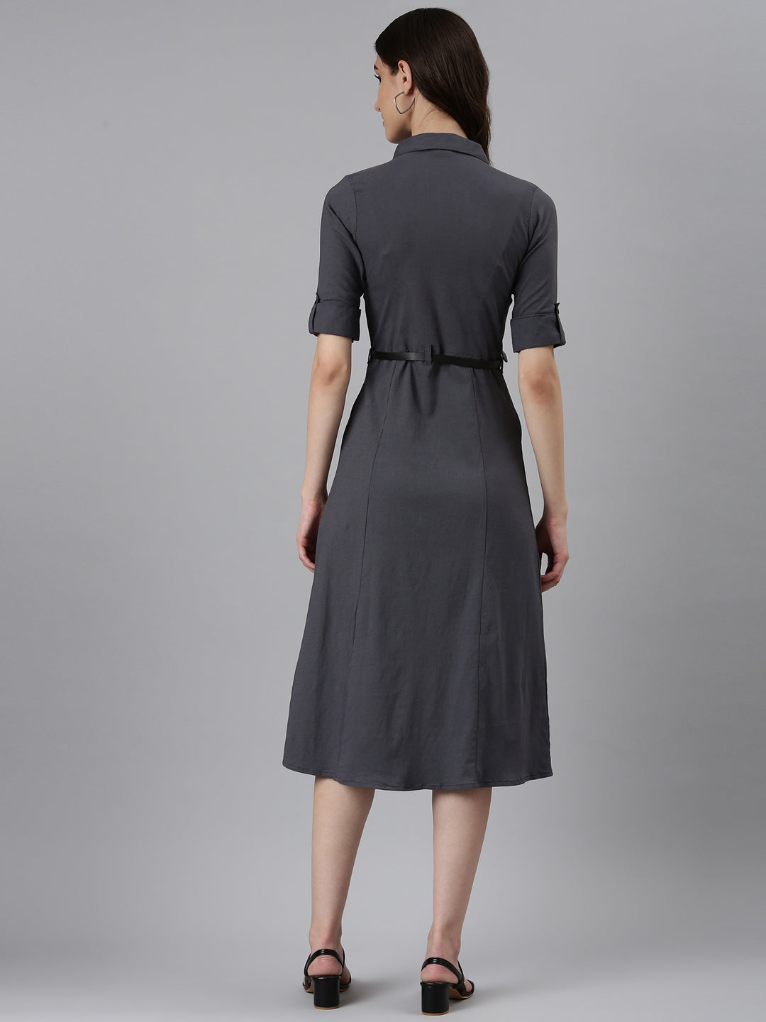 Women Grey Solid A-Line Dress