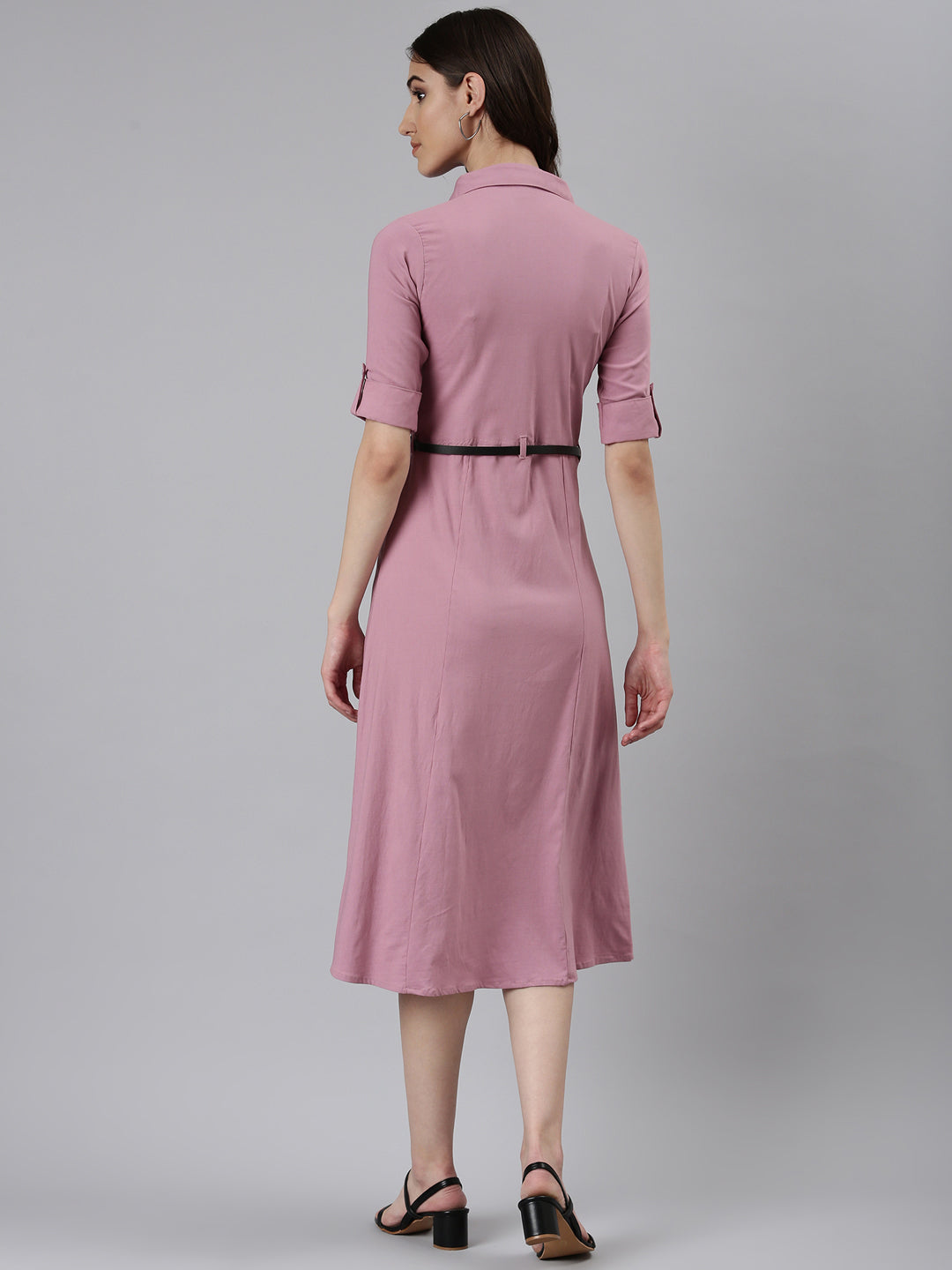 Women Pink Solid A-Line Dress