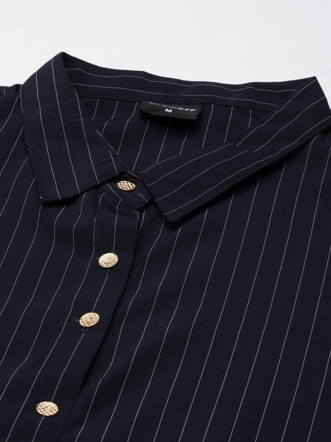 Women's Black Striped Shirt Dress