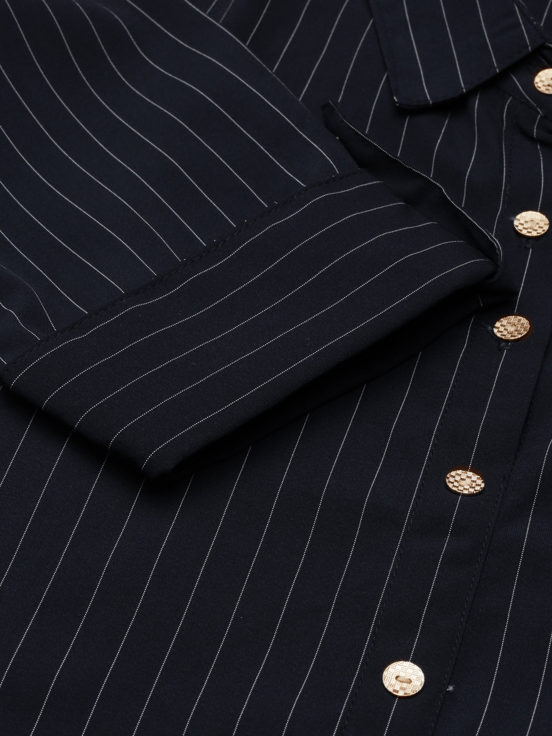 Women's Black Striped Shirt Dress