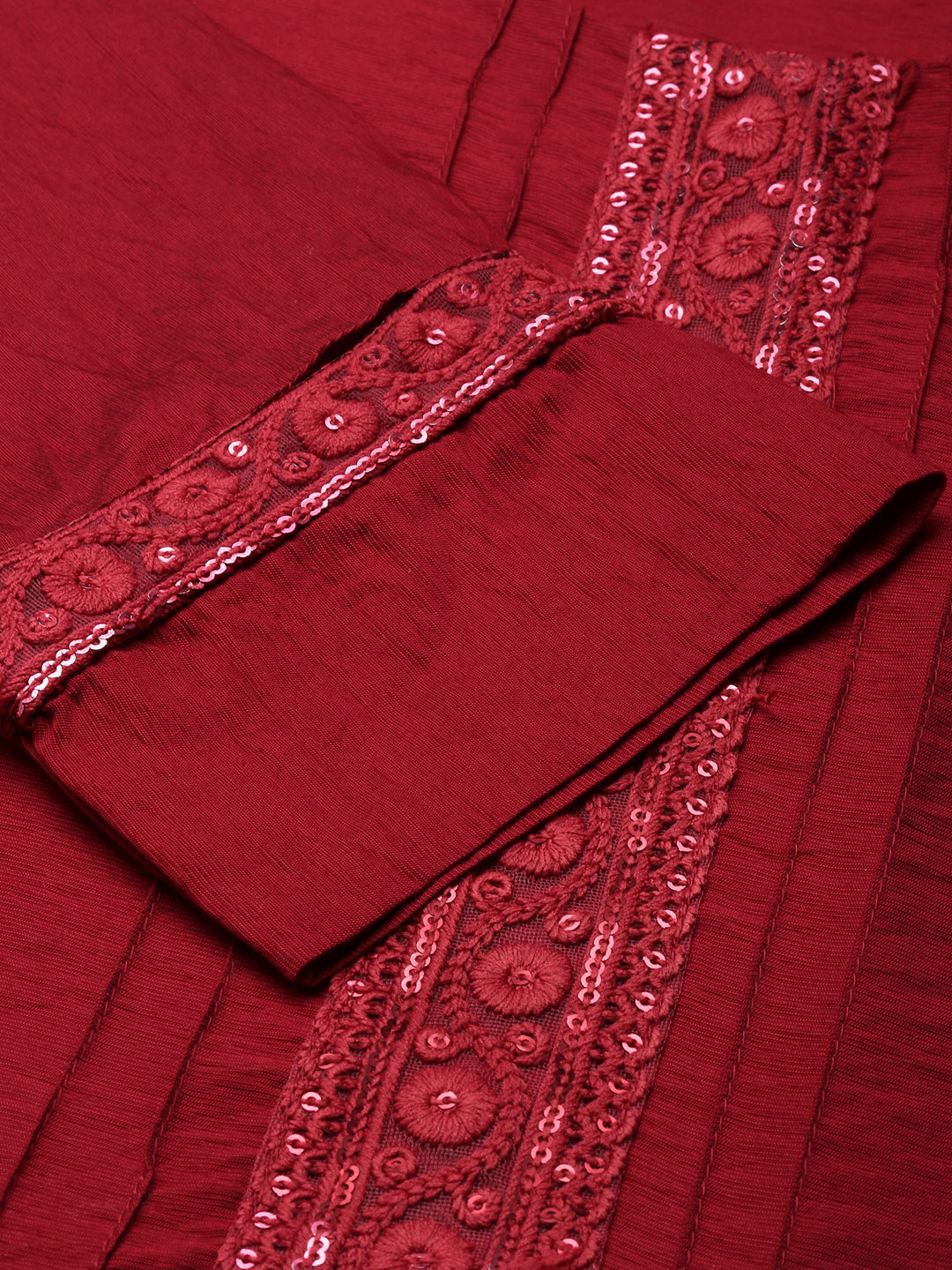 Women Straight Maroon Solid Kurta