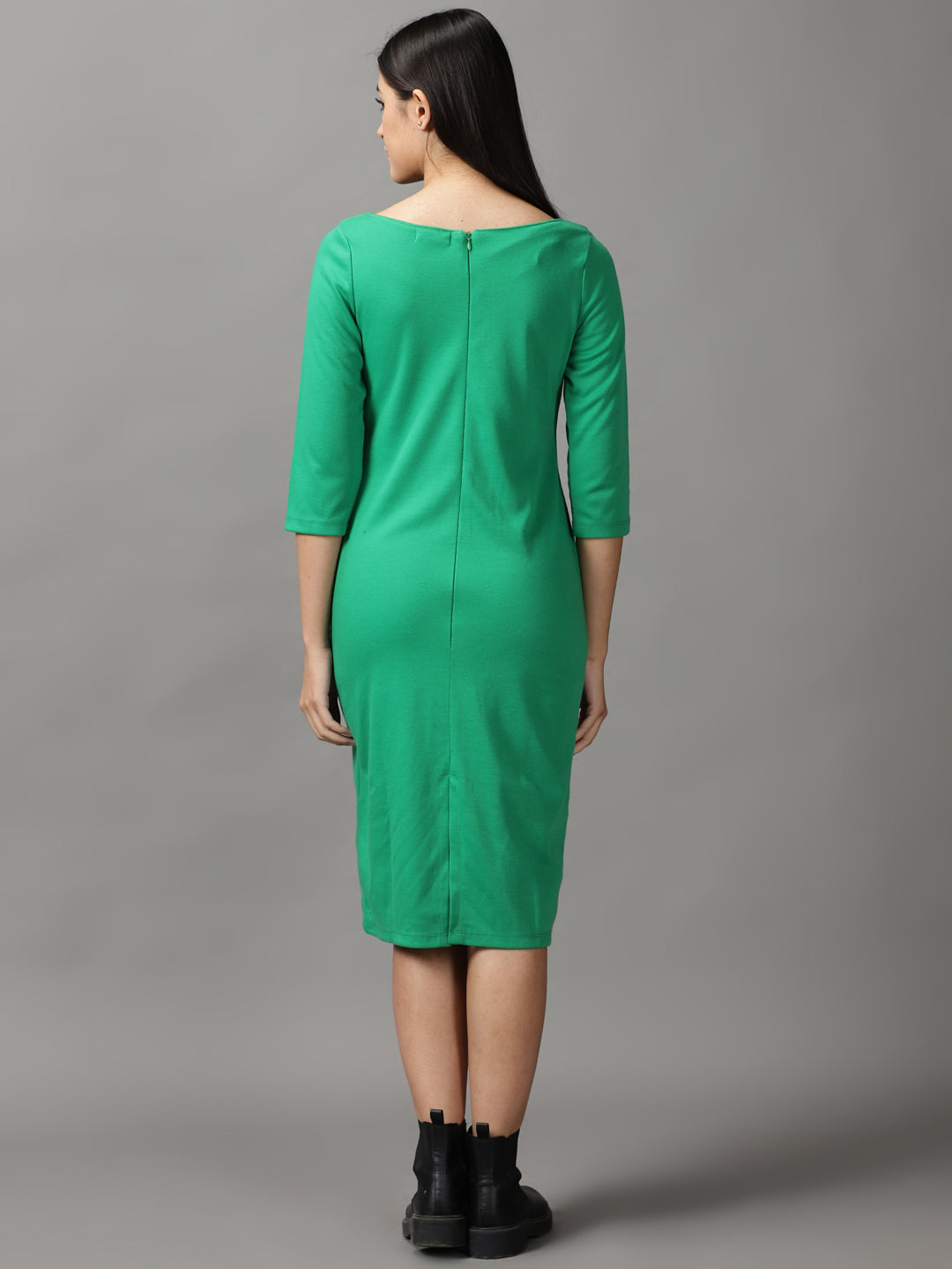 Women's Green Solid Bodycon Dress