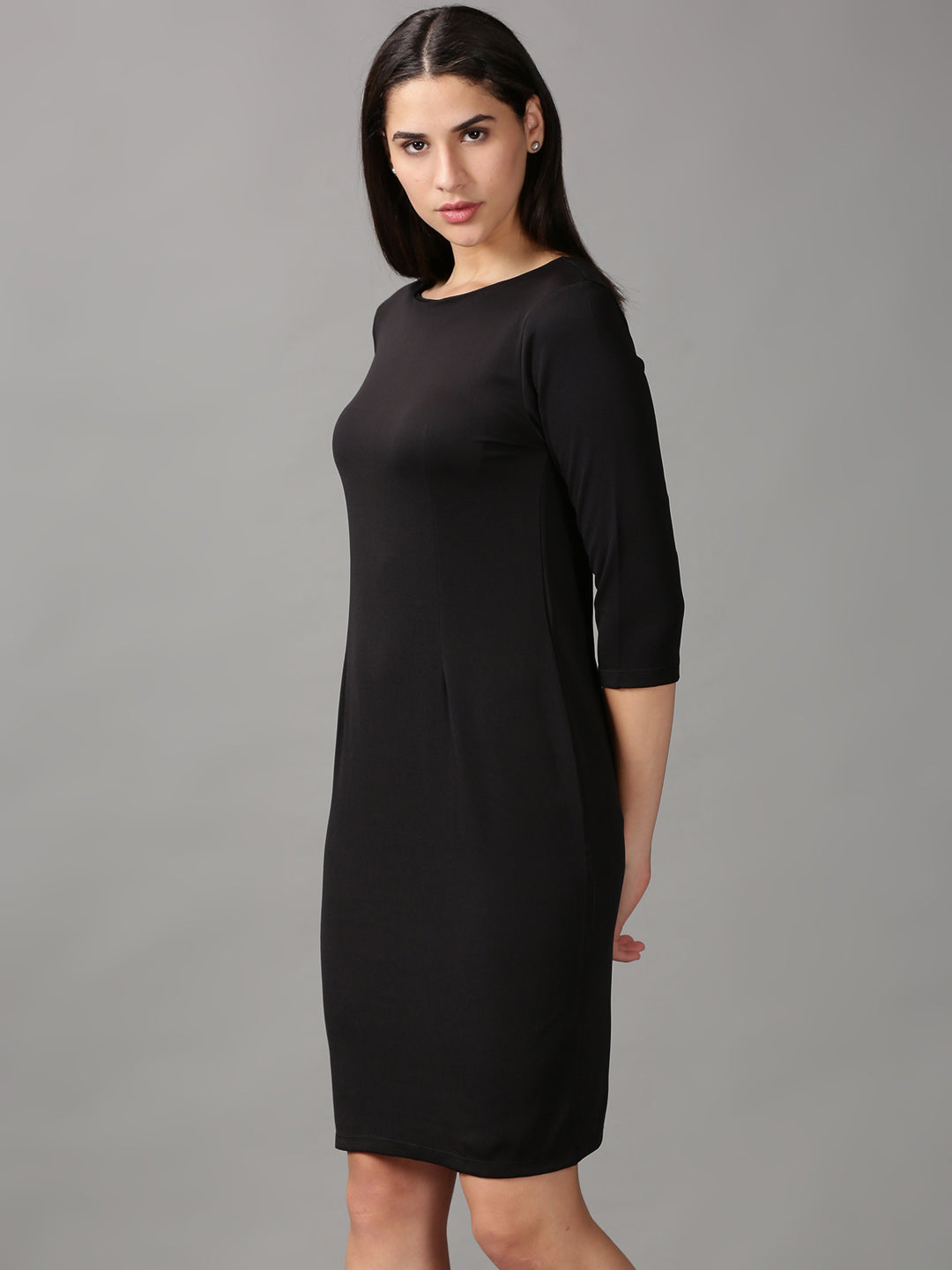 Women's Black Solid Bodycon Dress