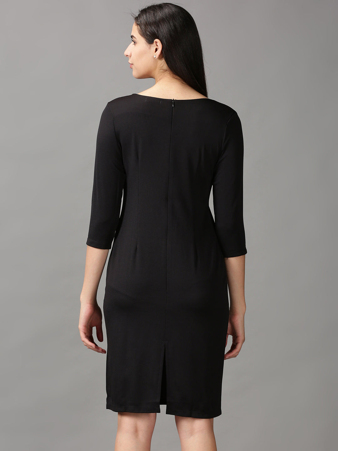 Women's Black Solid Bodycon Dress